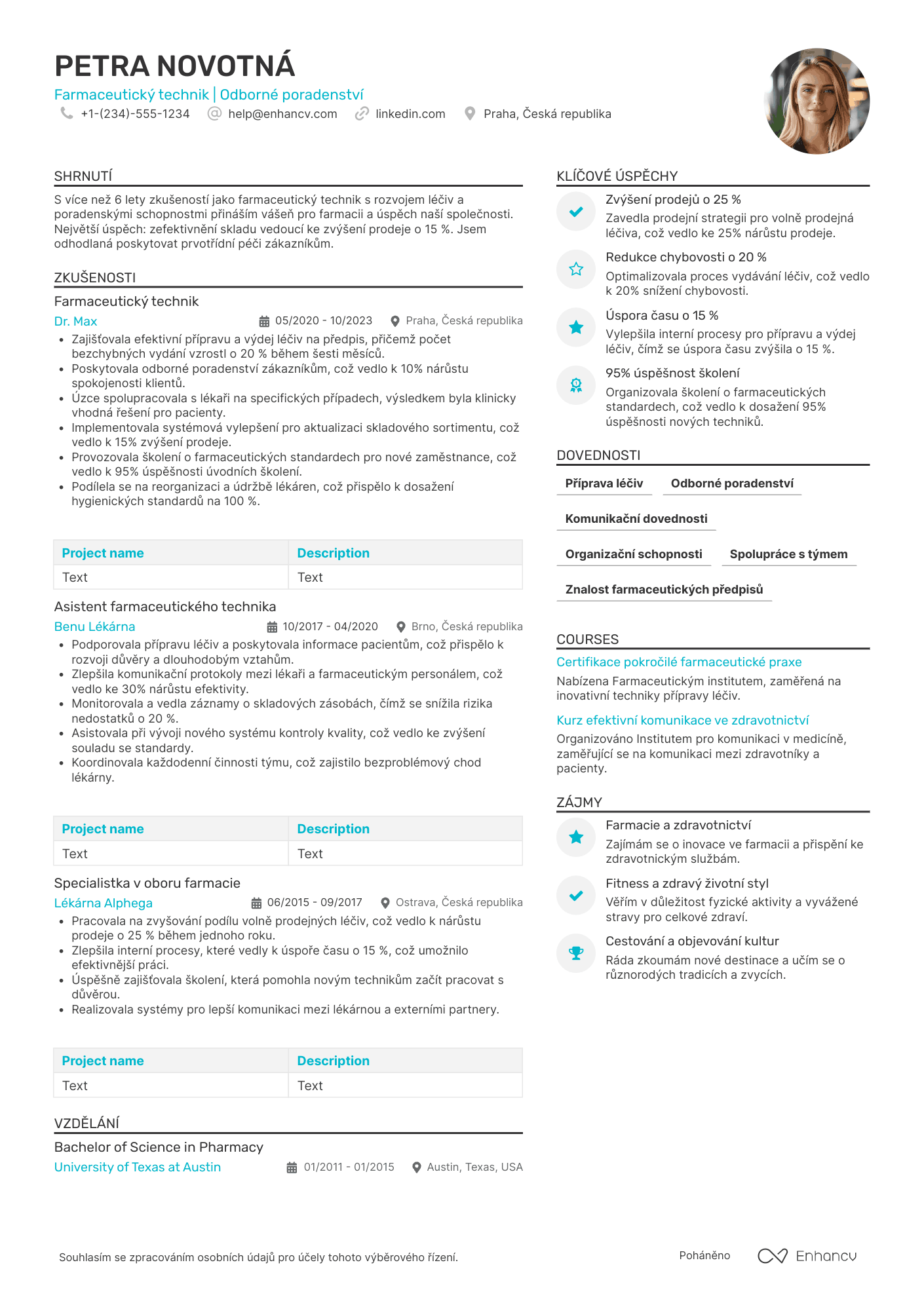 Farmaceutický technik CV