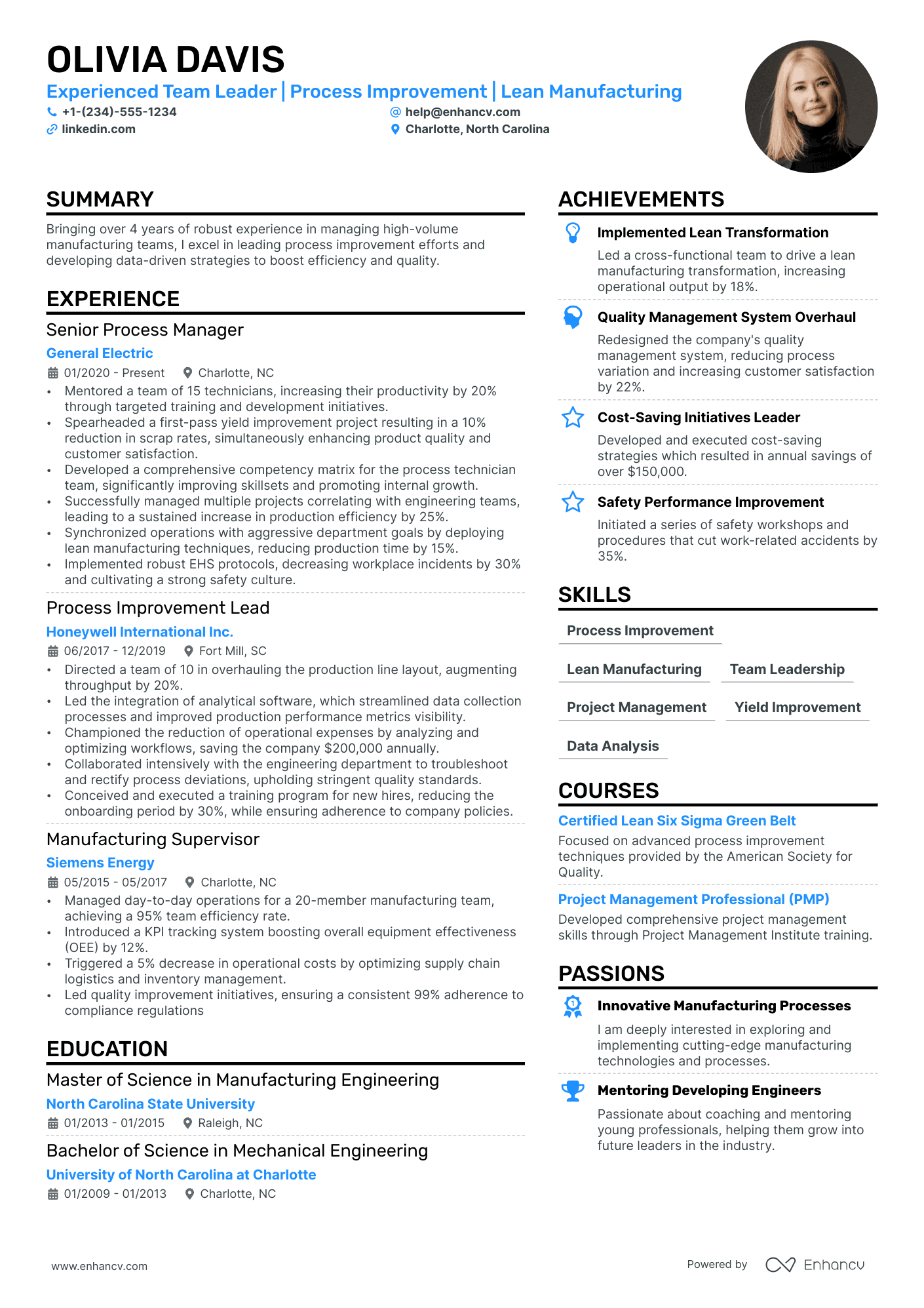 Process Manager resume example