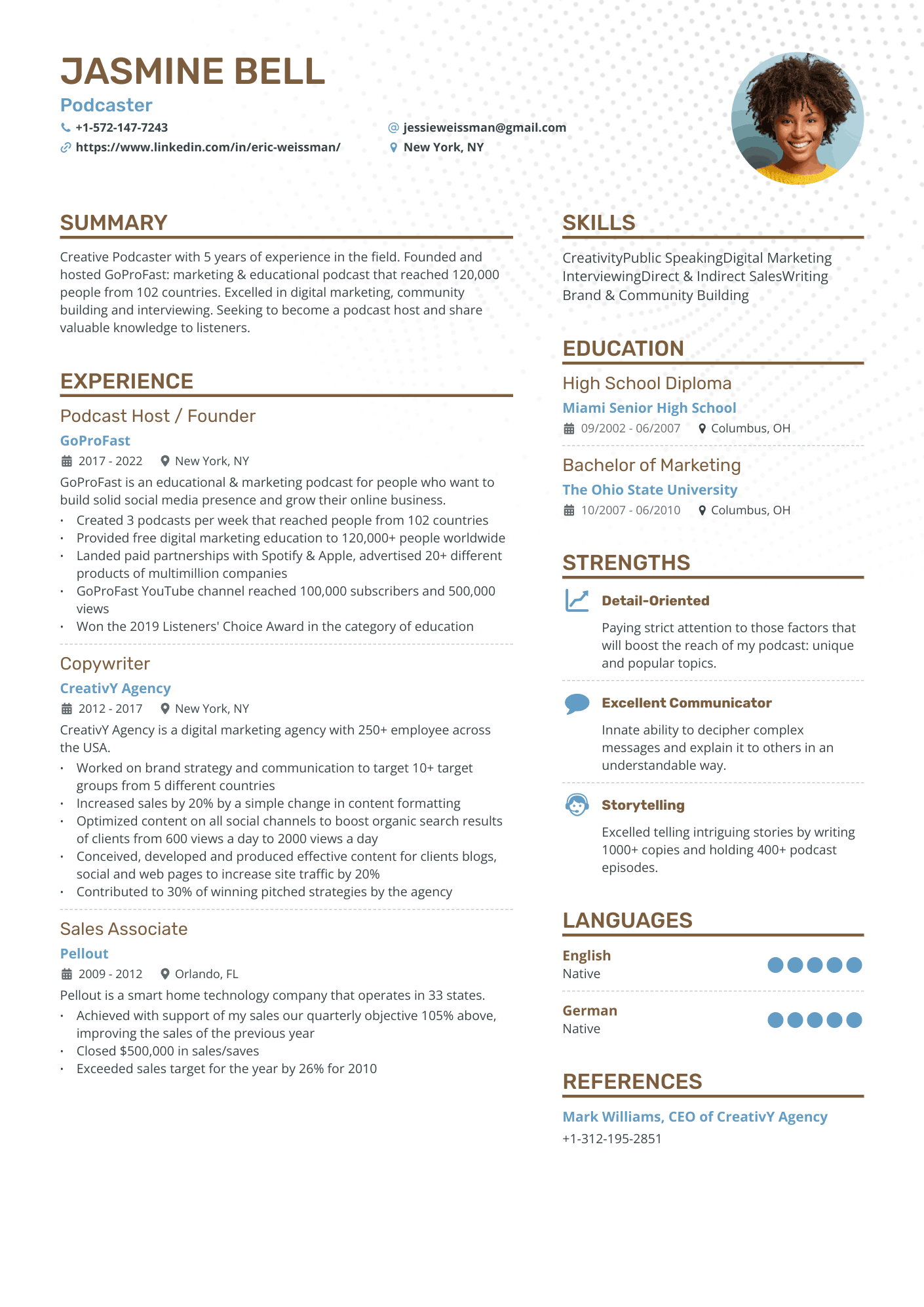 Podcaster resume example