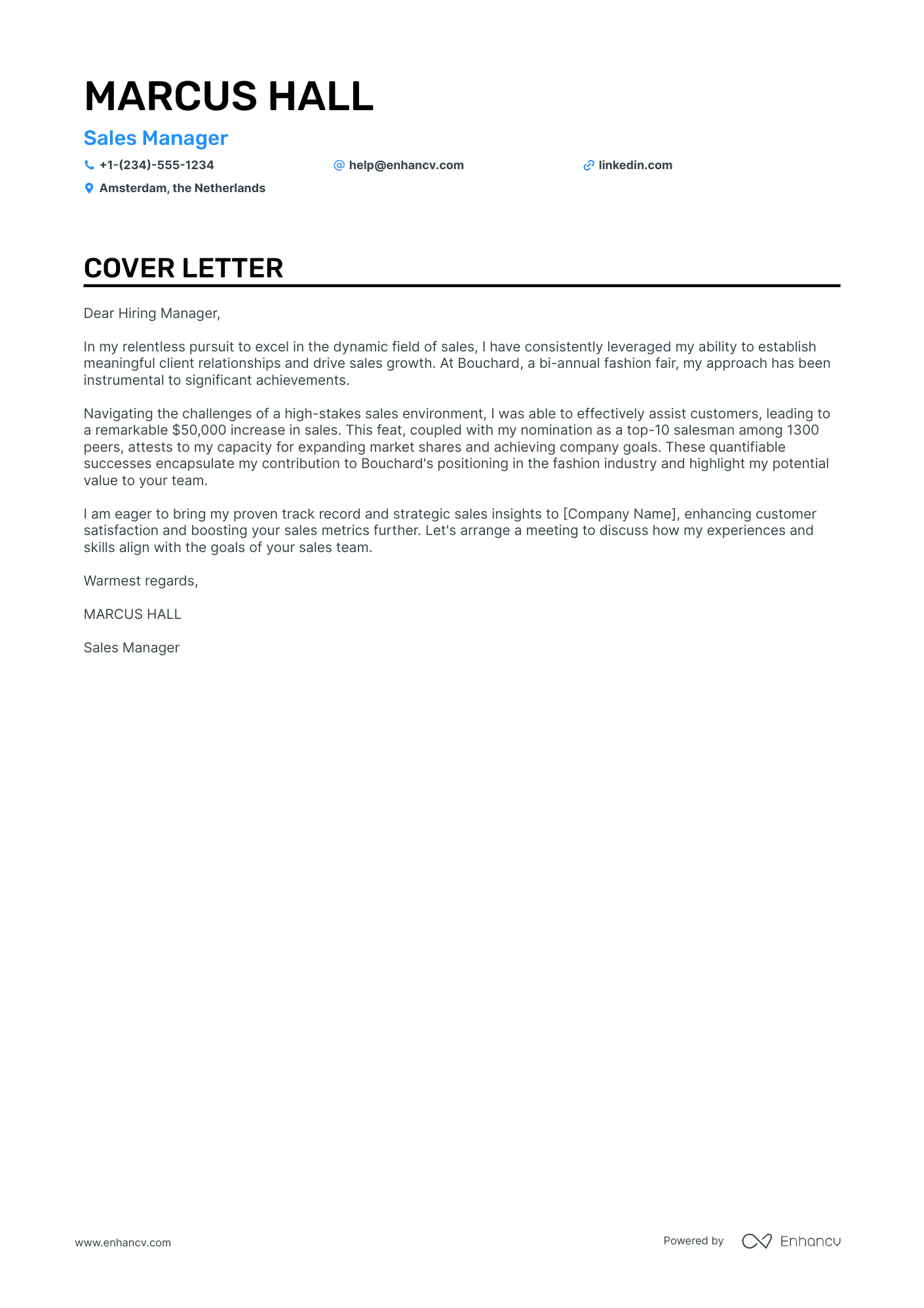 Salesman cover letter