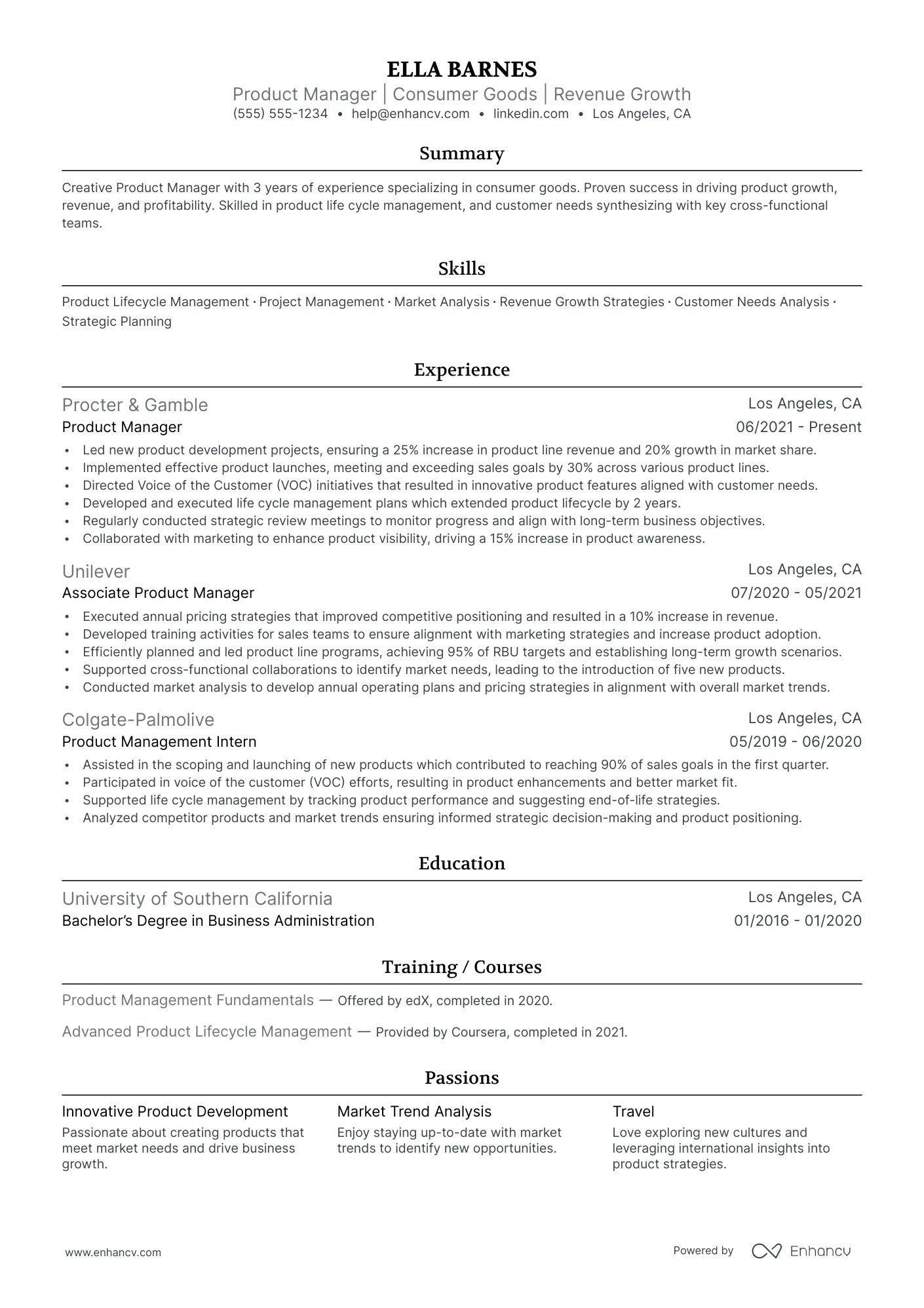 Retail Product Manager resume example