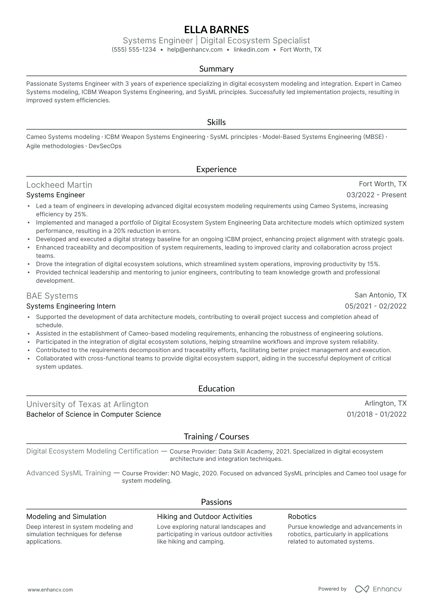 Systems Engineer resume example