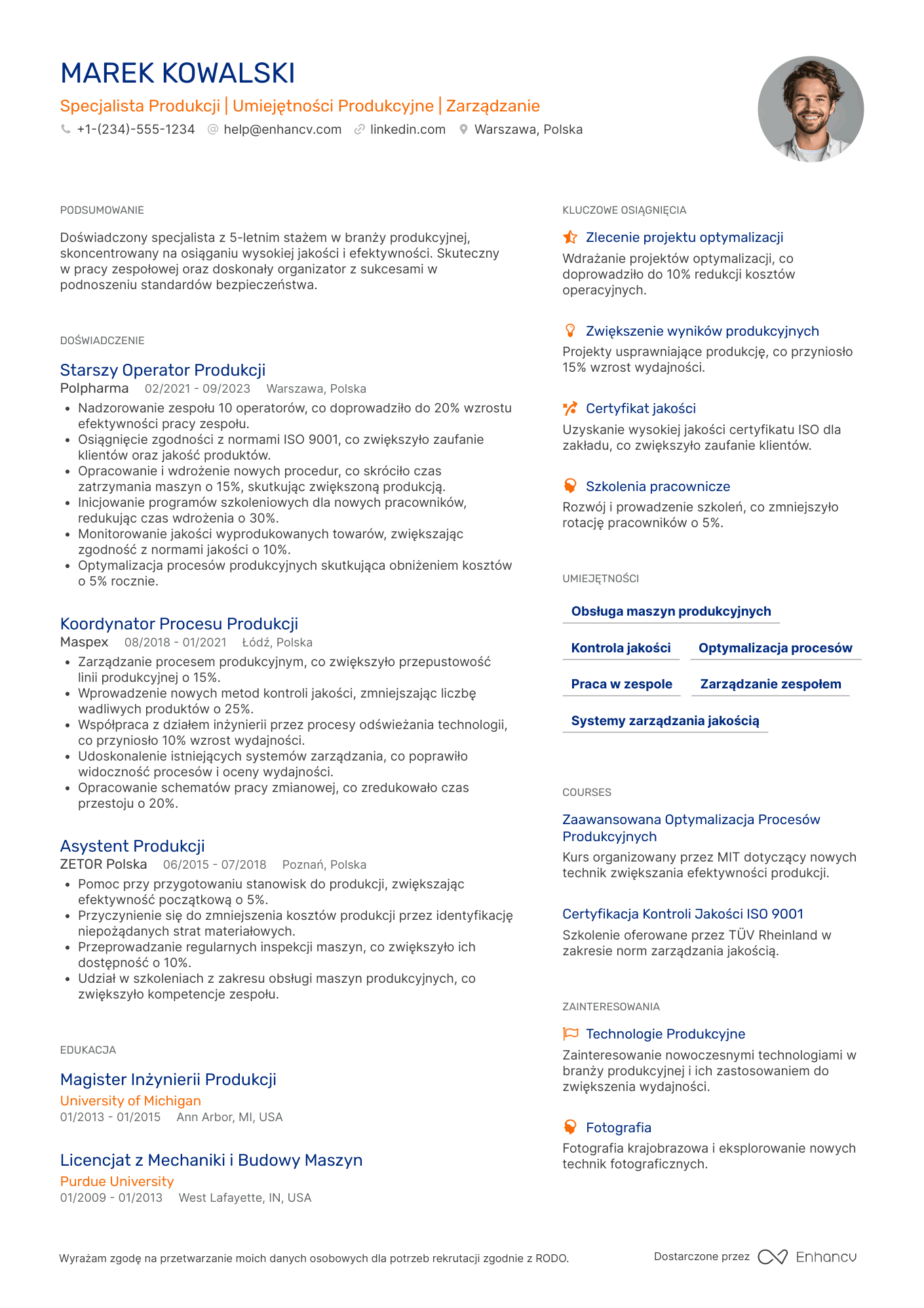 Pracownik Produkcji CV