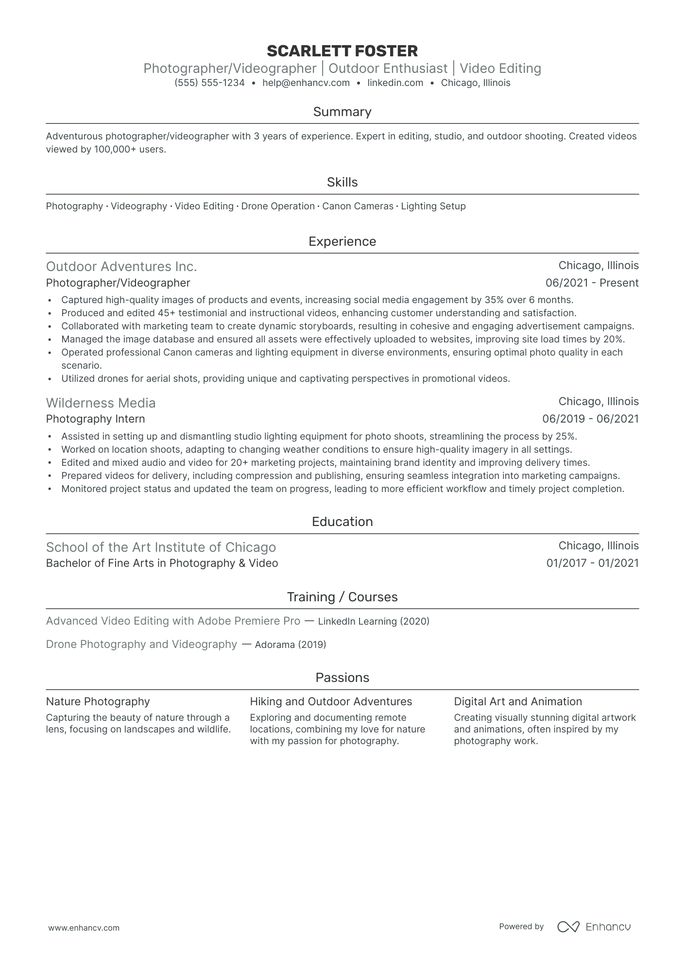 Aerial Videographer (Drone Videographer) Resume Example Resume Example