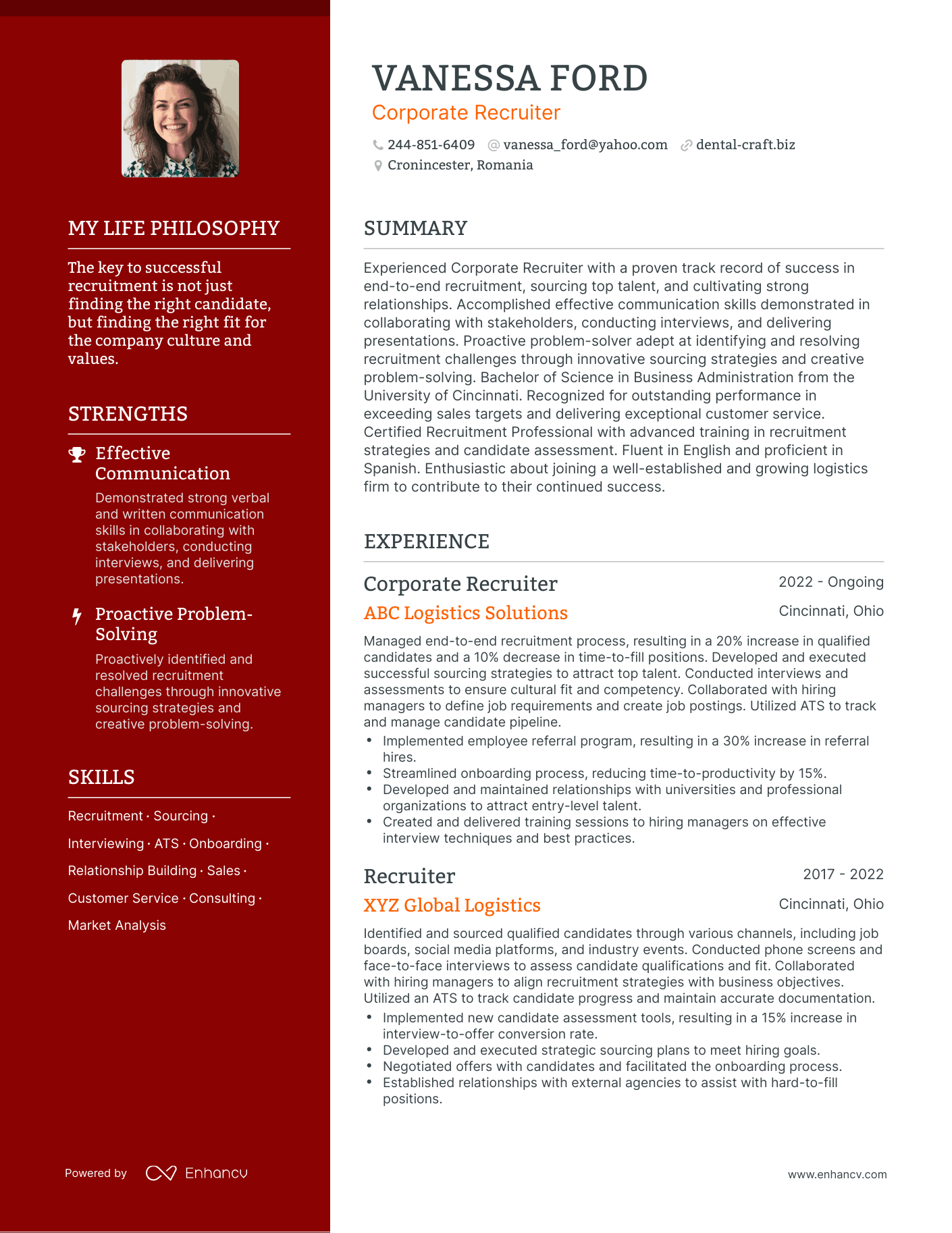 Corporate Recruiter resume example
