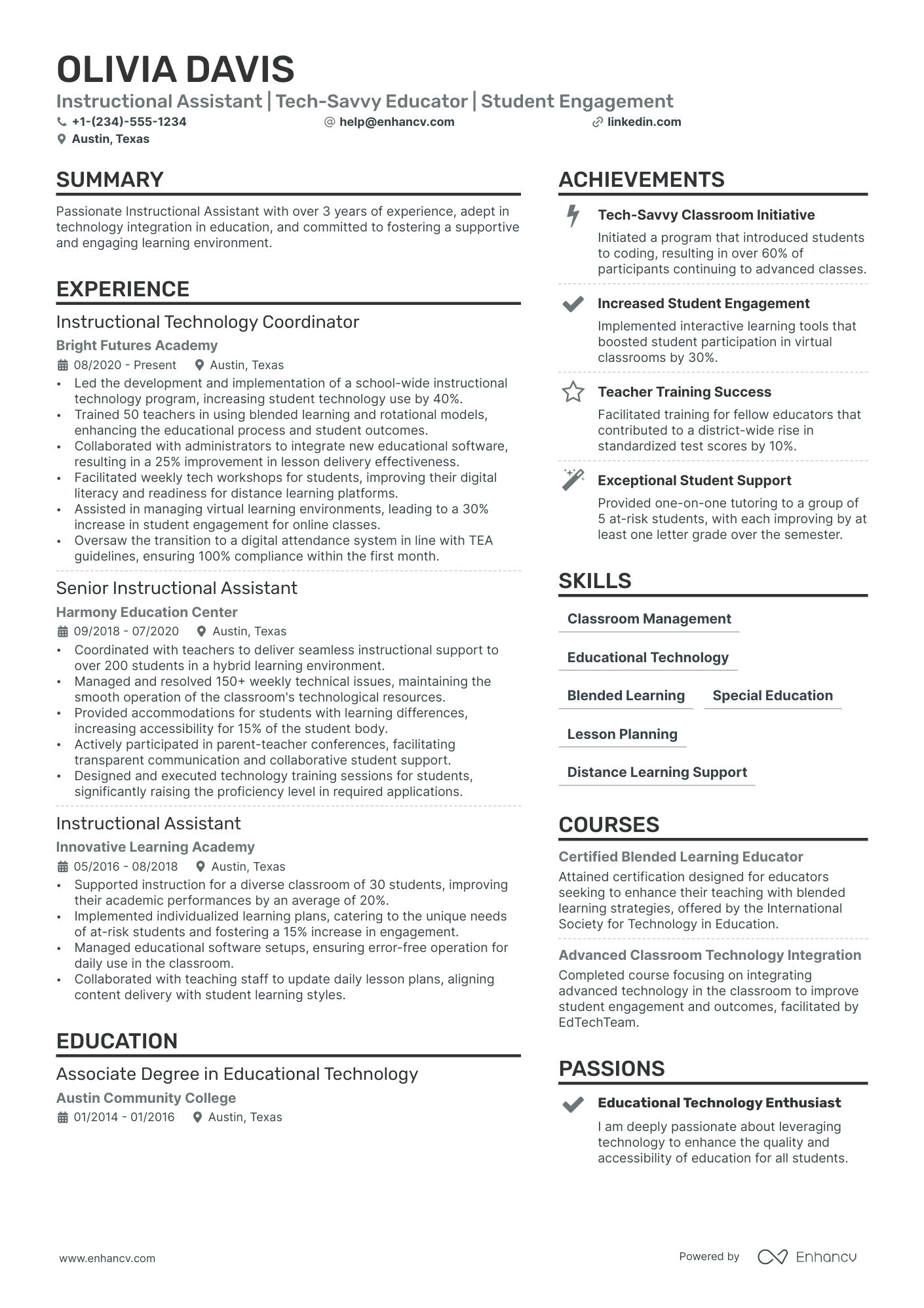 Distance Learning Teacher resume example