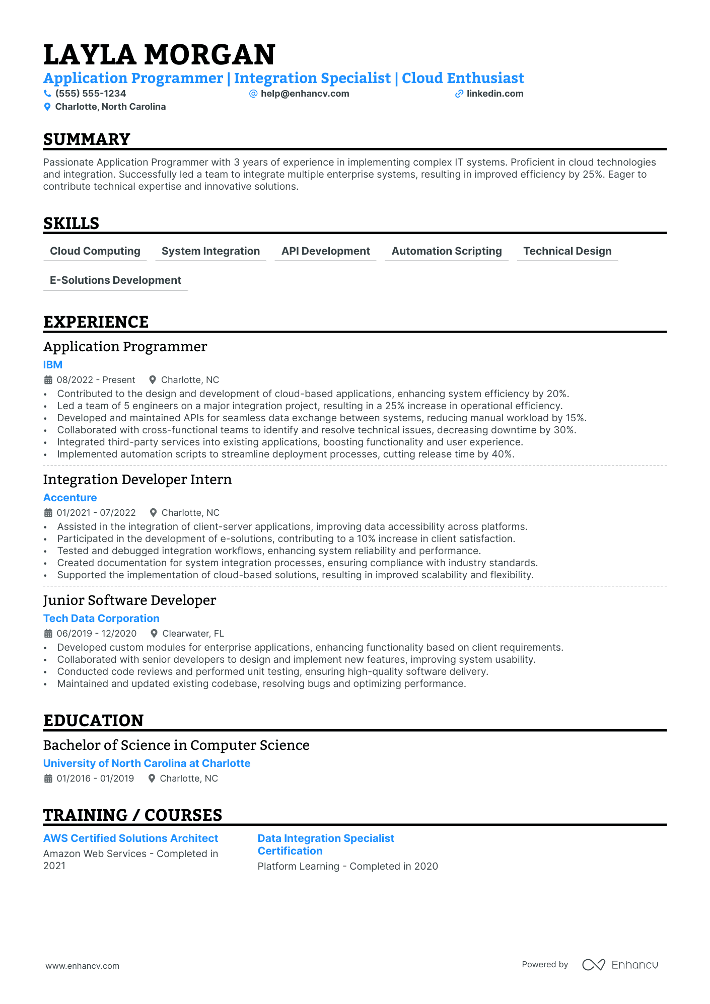 Applications Programmer resume example