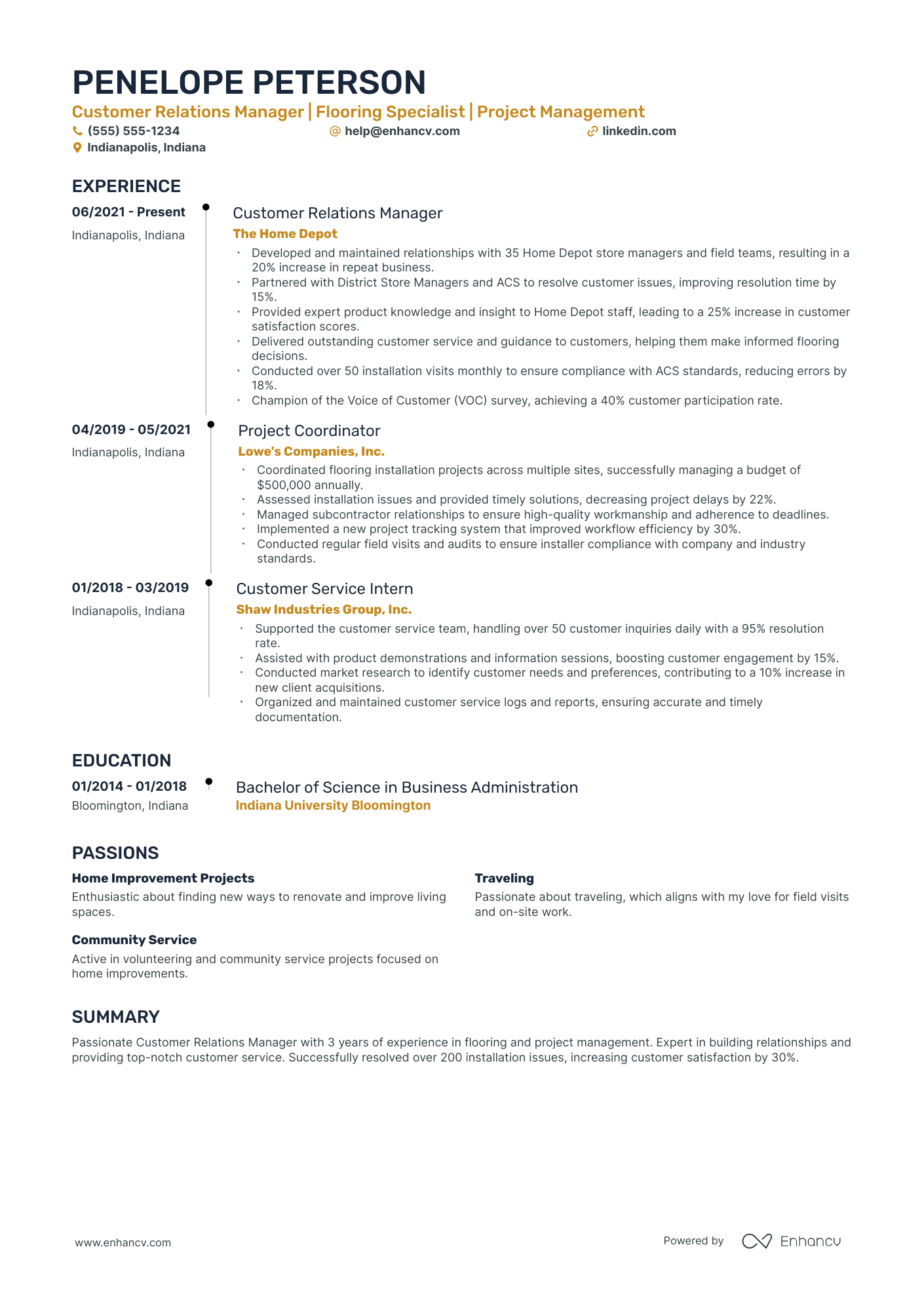 Regional Customer Service Manager resume example