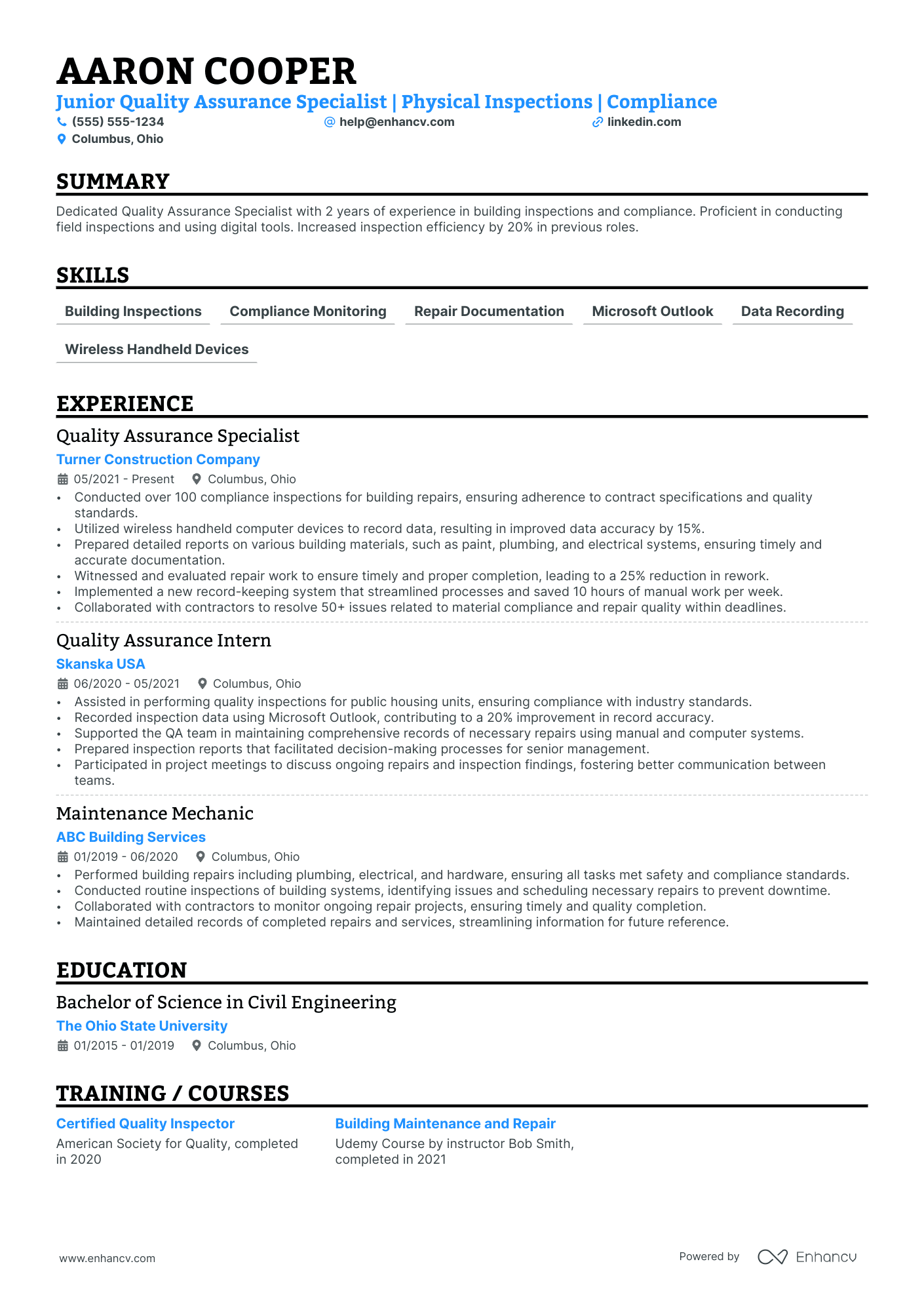 Quality Assurance Inspector Resume Example Resume Example