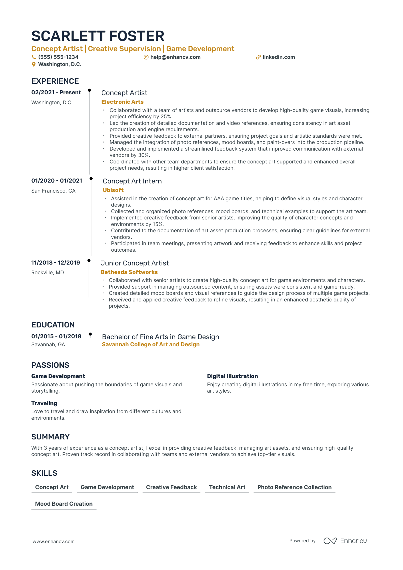 Concept Illustrator resume example