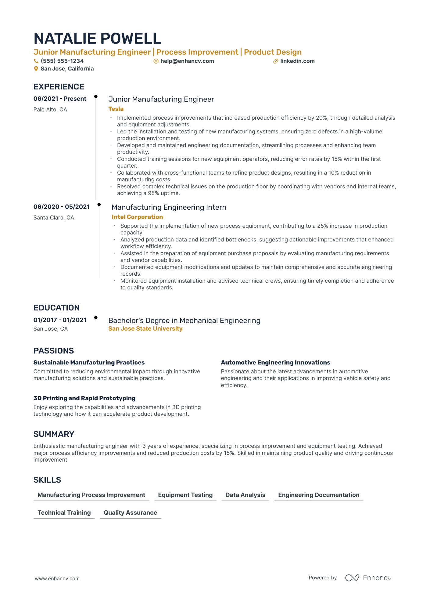 Senior Manufacturing Engineer Resume Example Resume Example