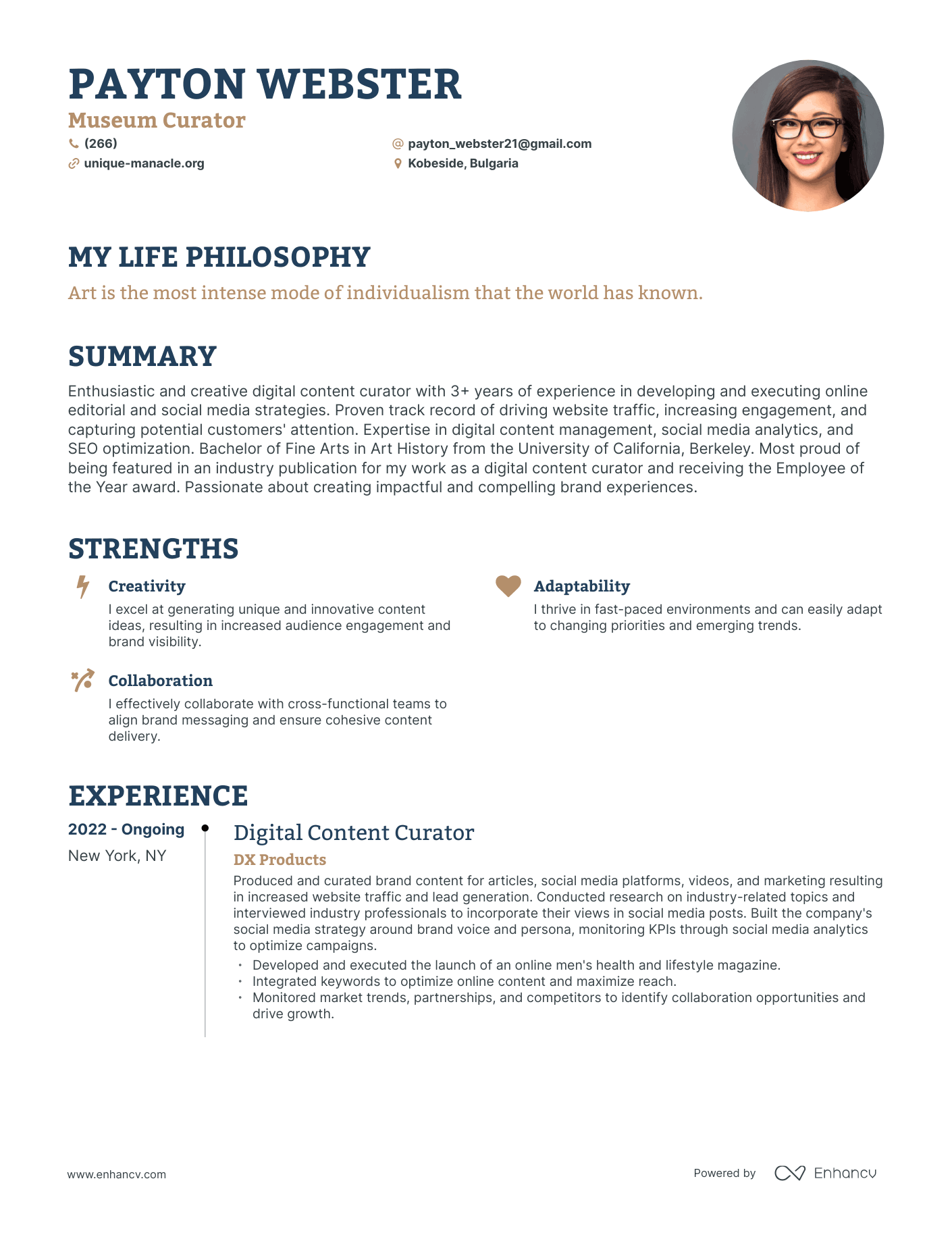 Museum Curator Resume Examples How To Guide For 2023 59 OFF