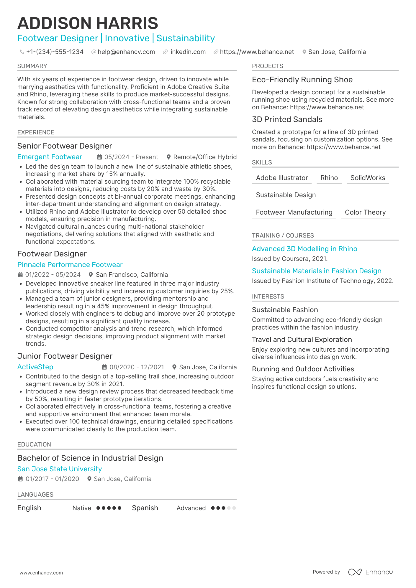 Footwear Designer resume example
