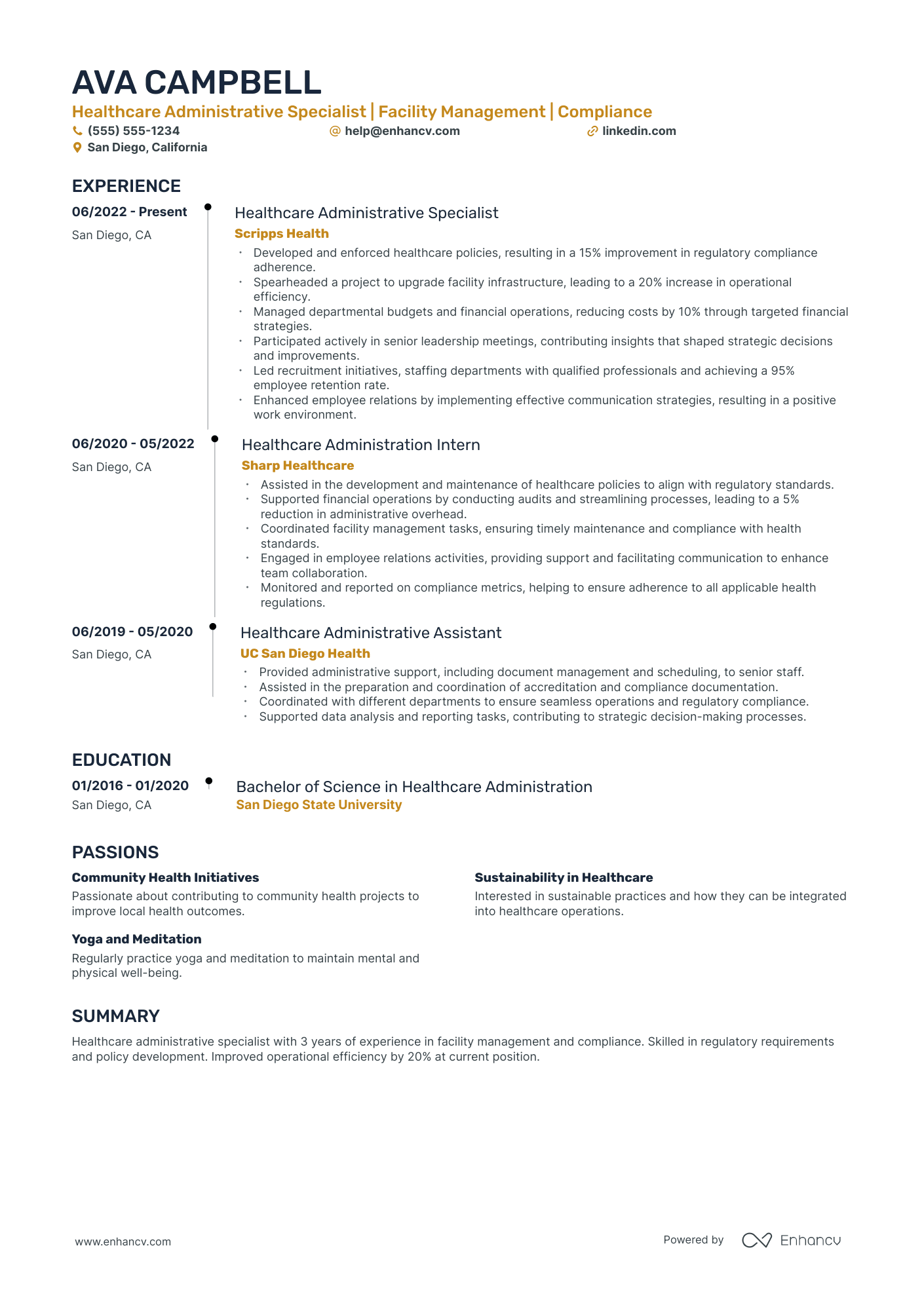 Senior Chief Operating Officer resume example