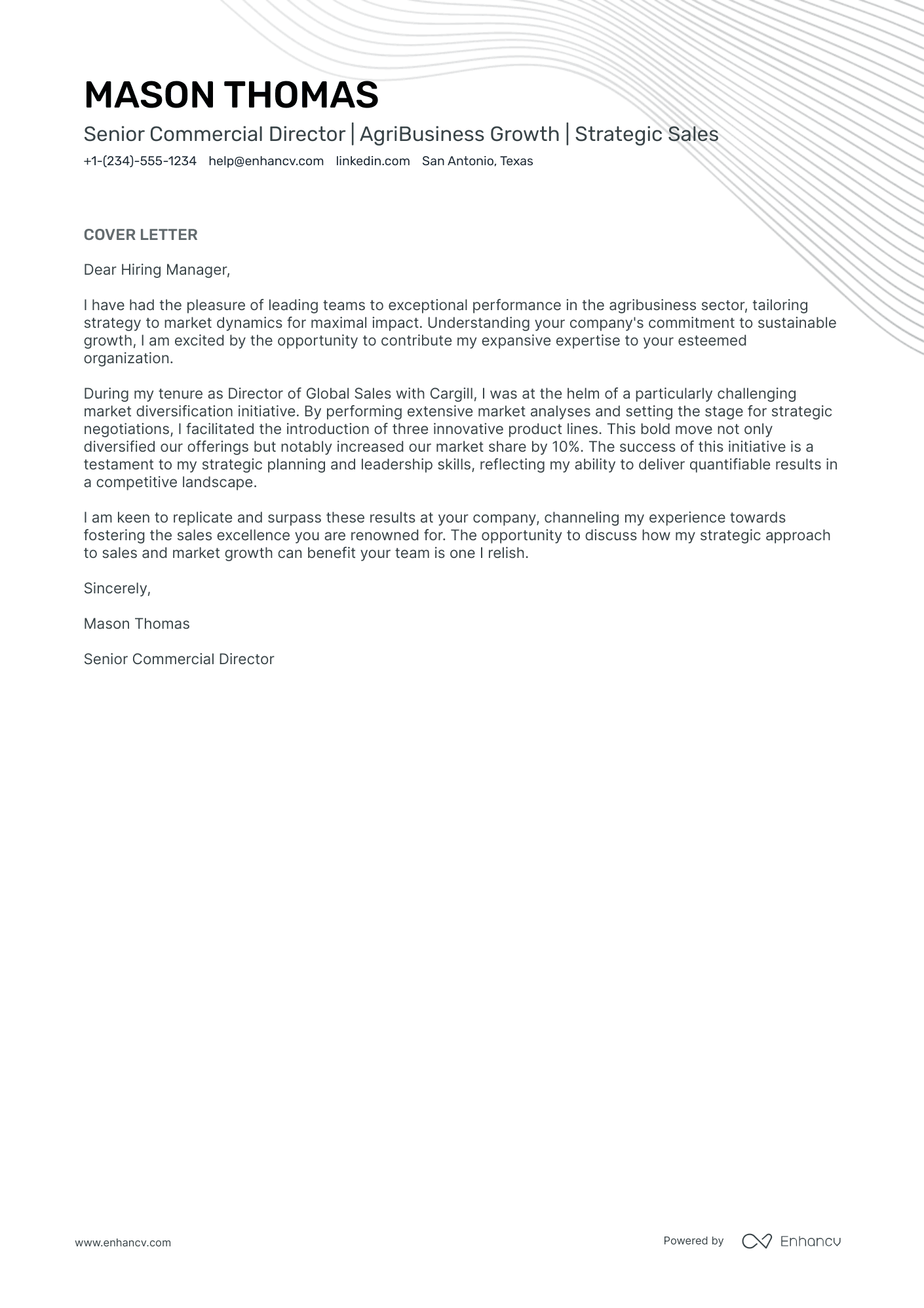 Commercial Director cover letter