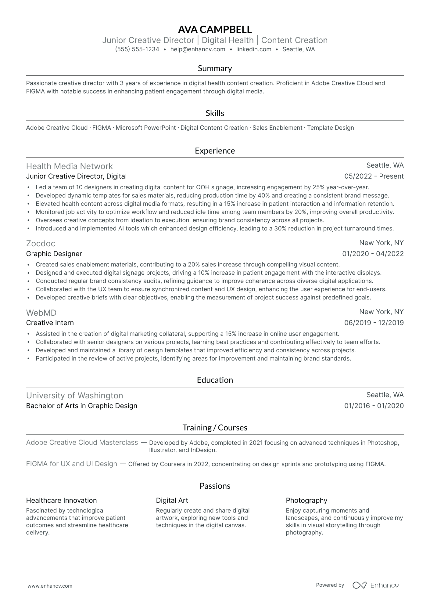 Digital Creative Director resume example