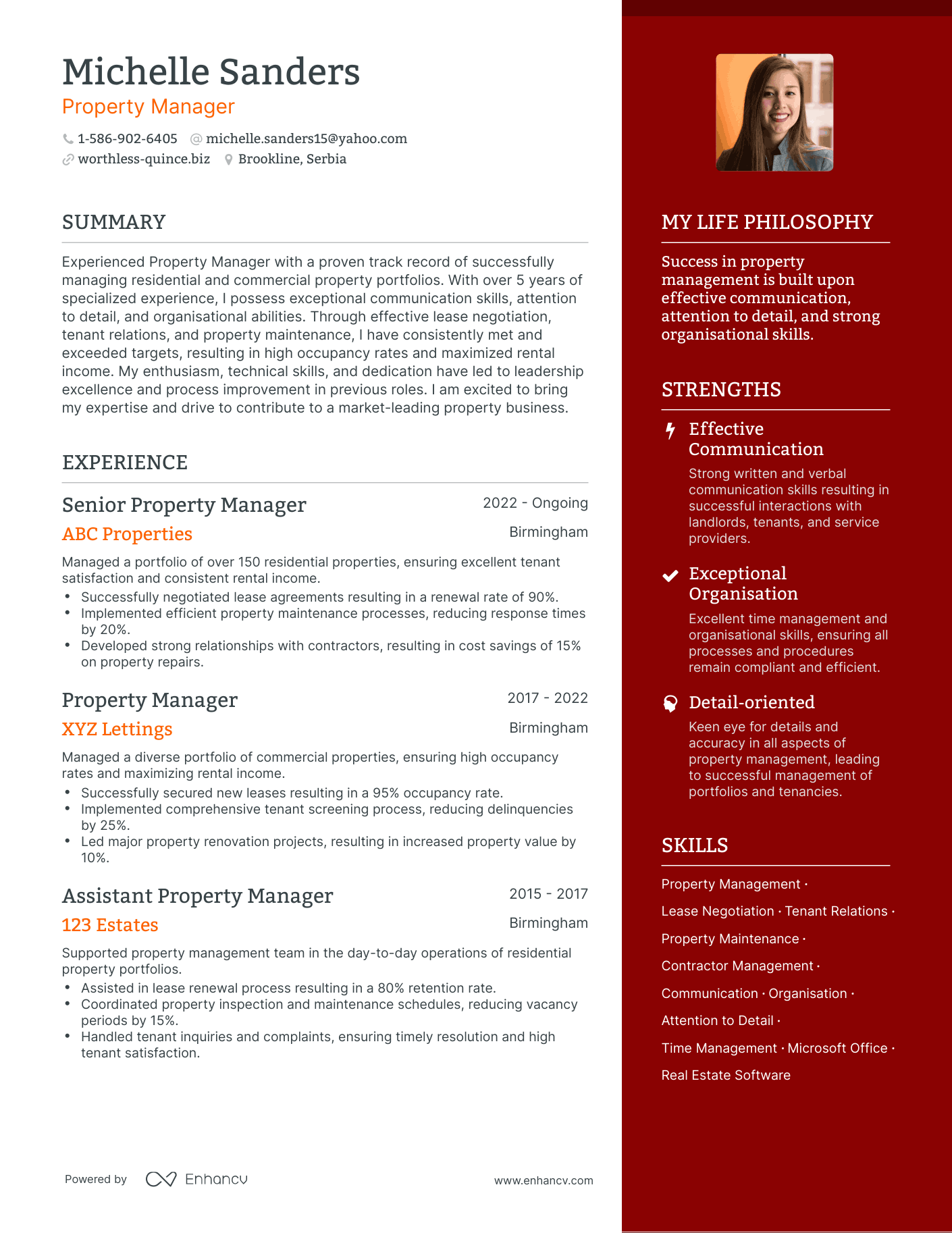 Property Manager resume example