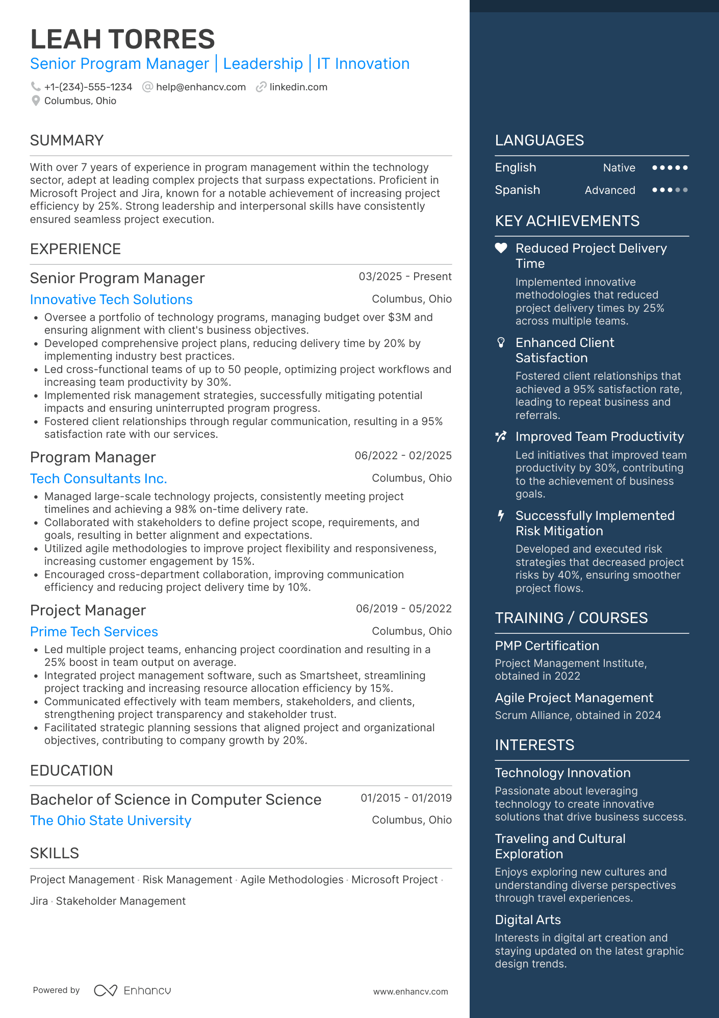 Senior Program Manager resume example