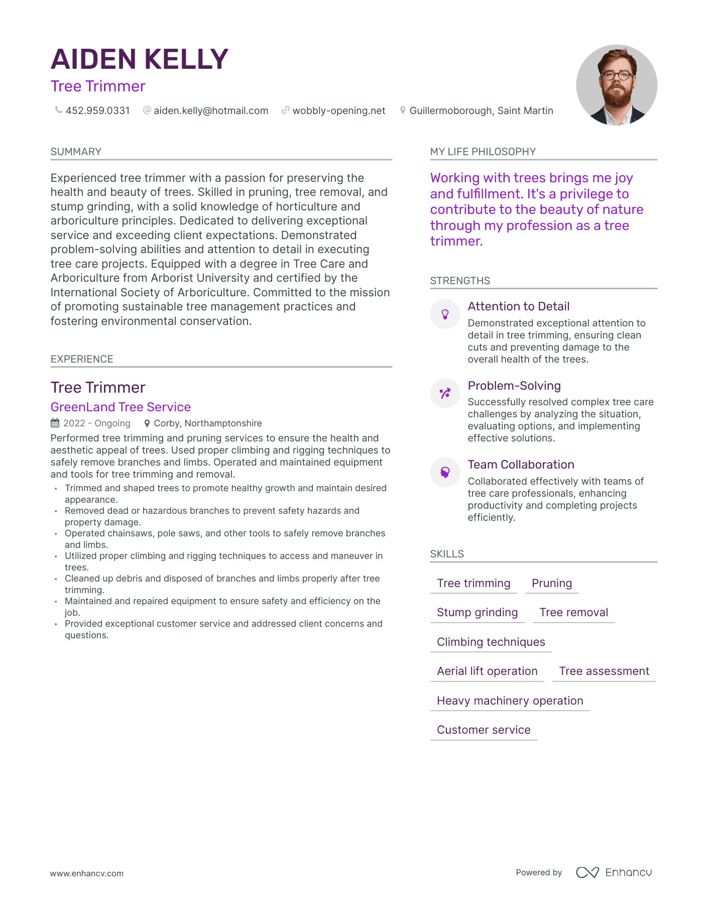 Tree Trimmer resume example
