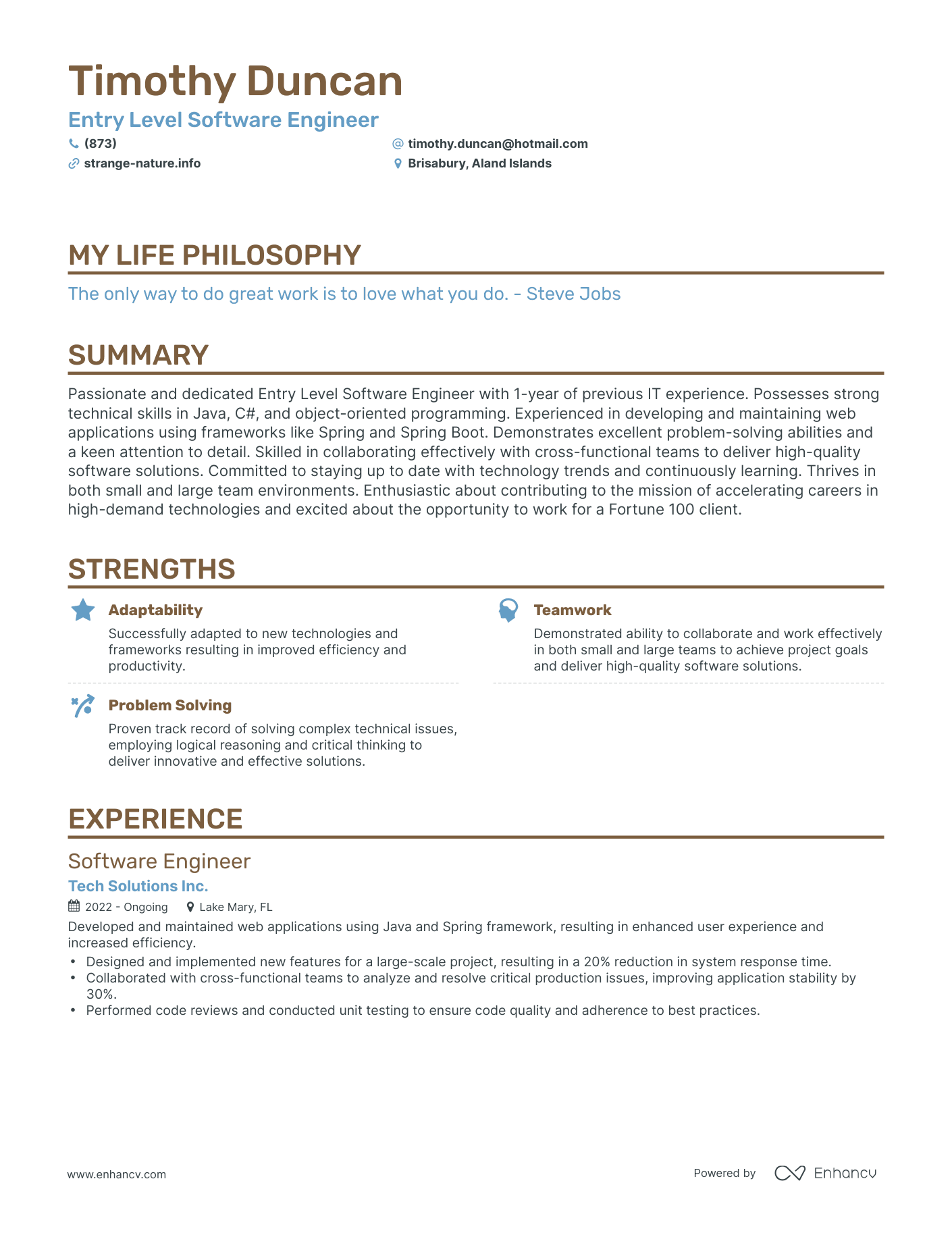 Creative Entry Level Software Engineer Resume Example