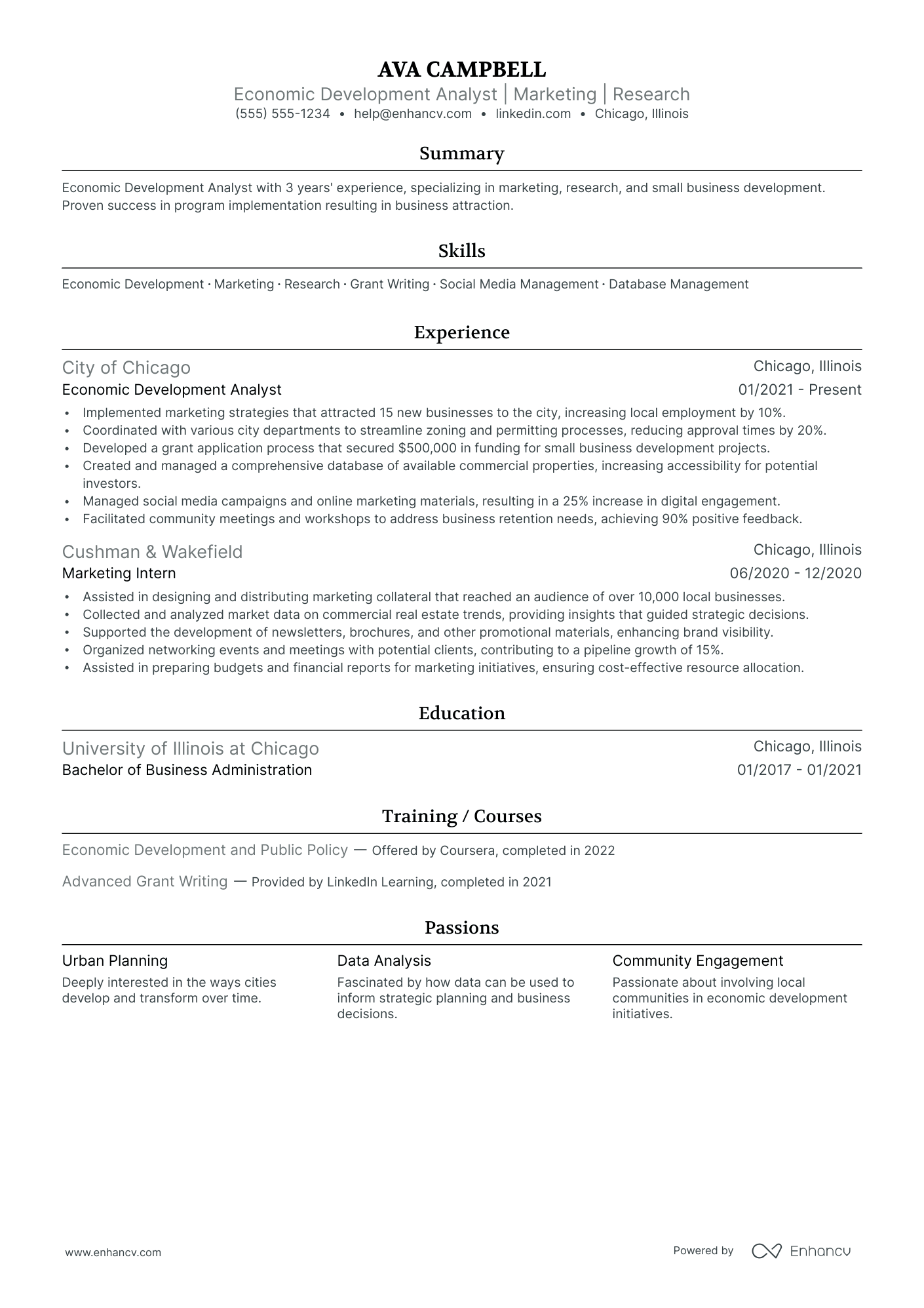 Economic Research Analyst resume example