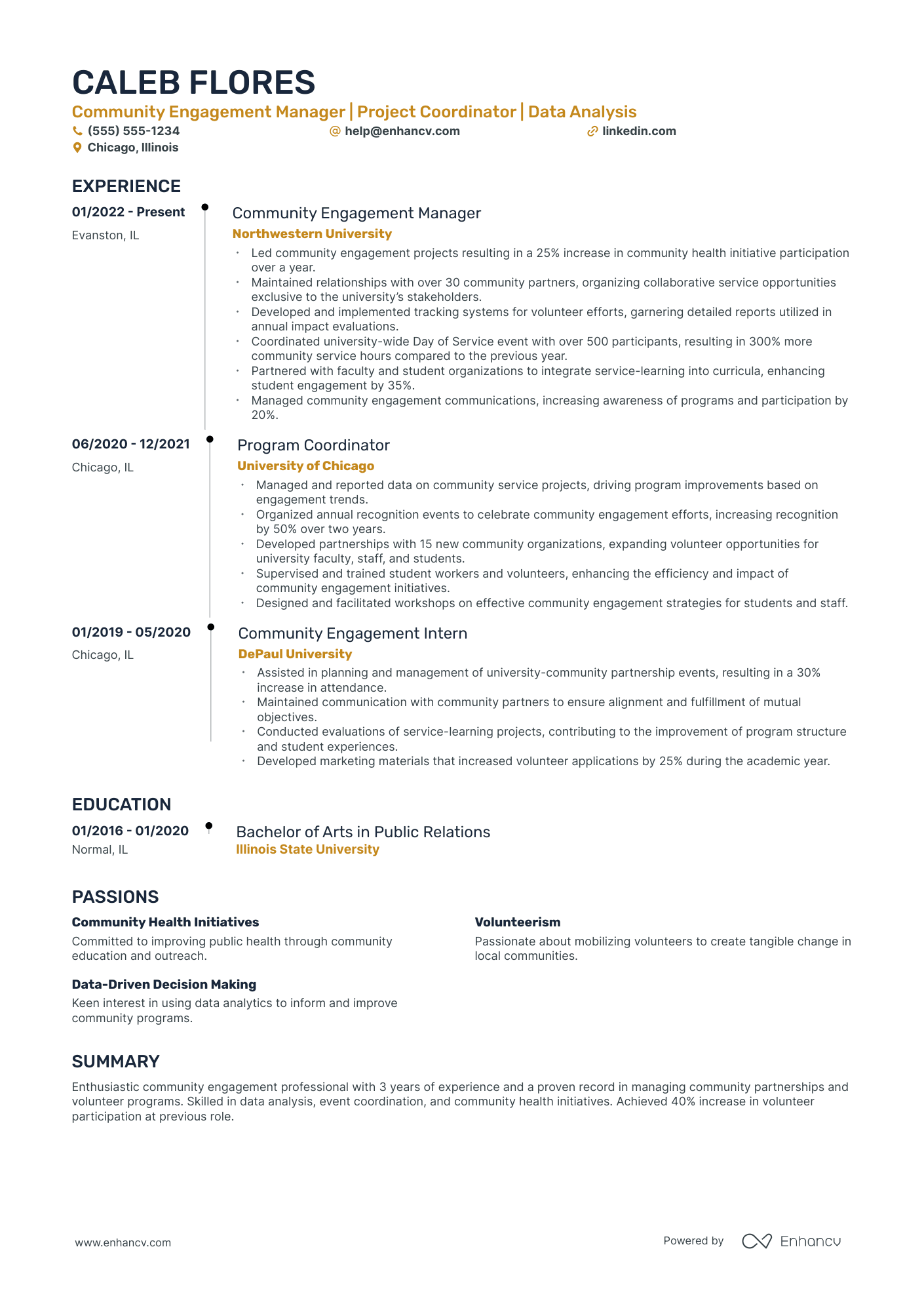 Community Relations Manager resume example