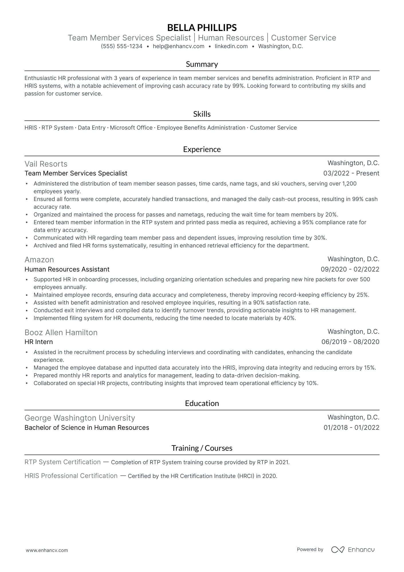 Human Resources Administrative Assistant resume example