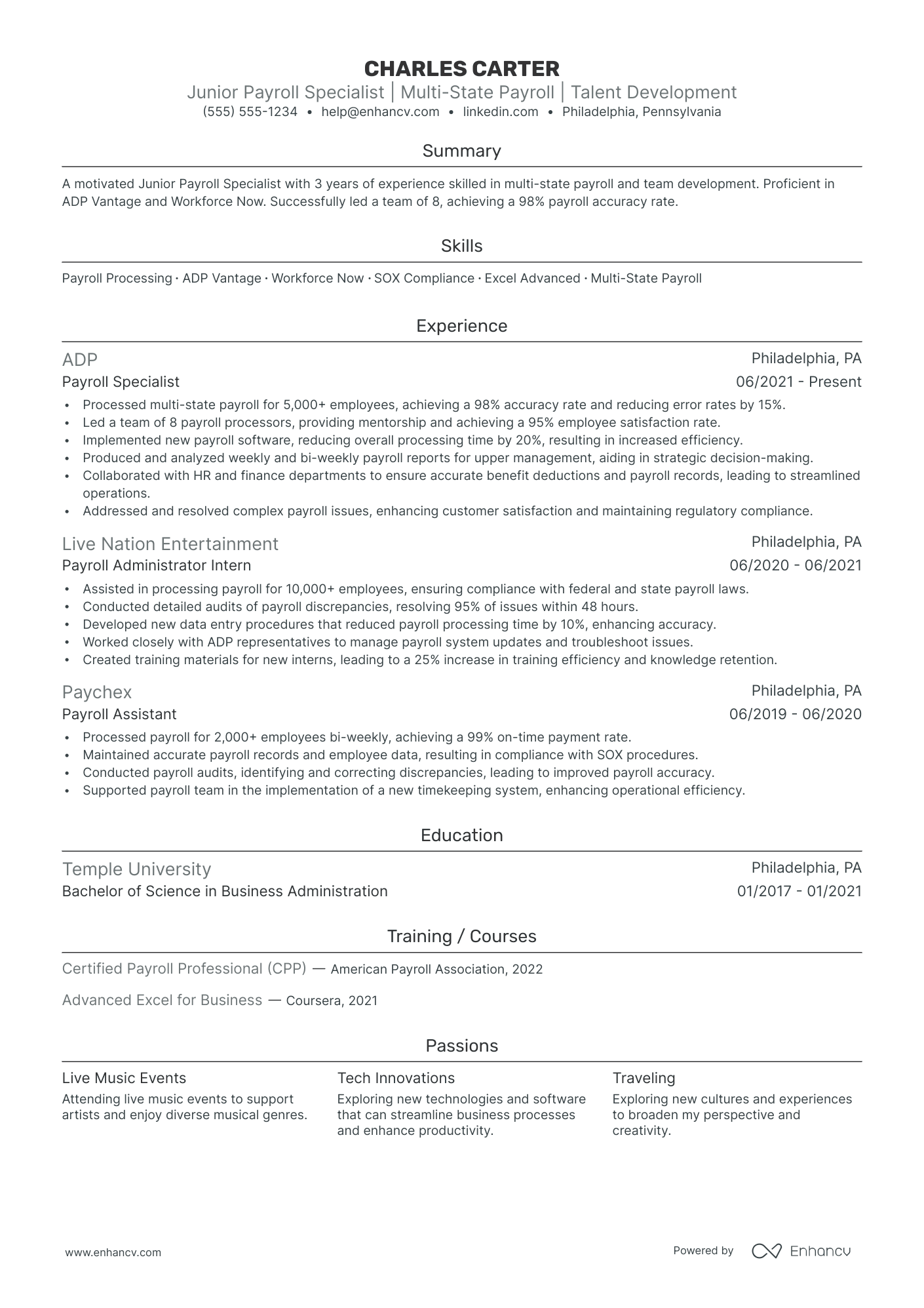 Director of Global Payroll Management resume example