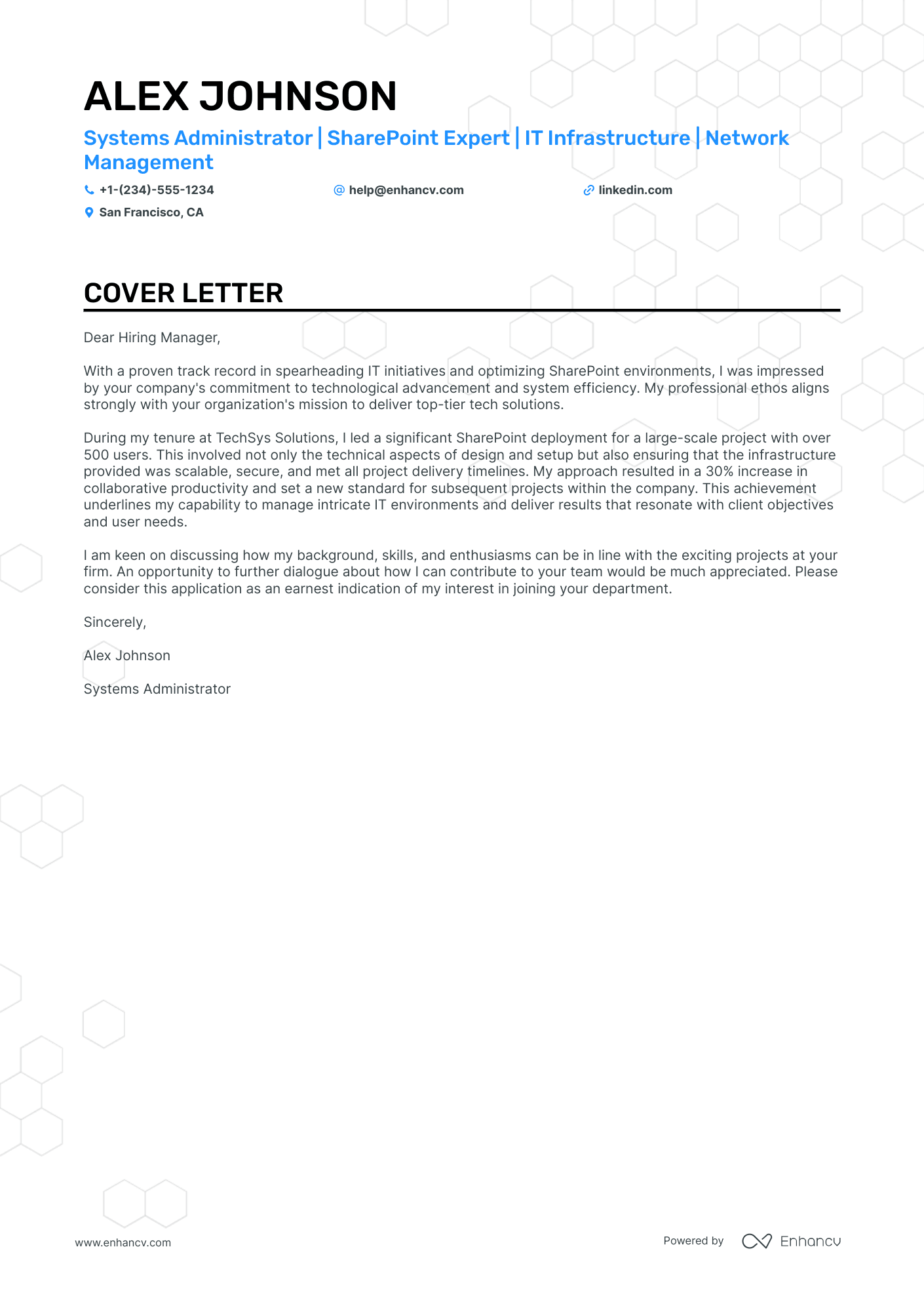 Sharepoint cover letter