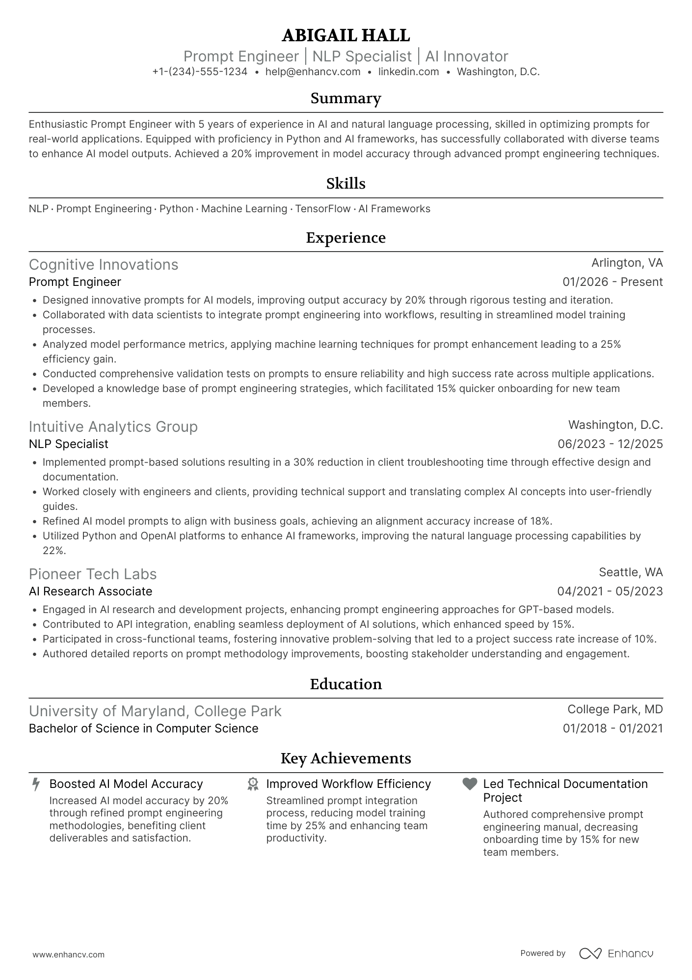 Prompt Engineer resume example