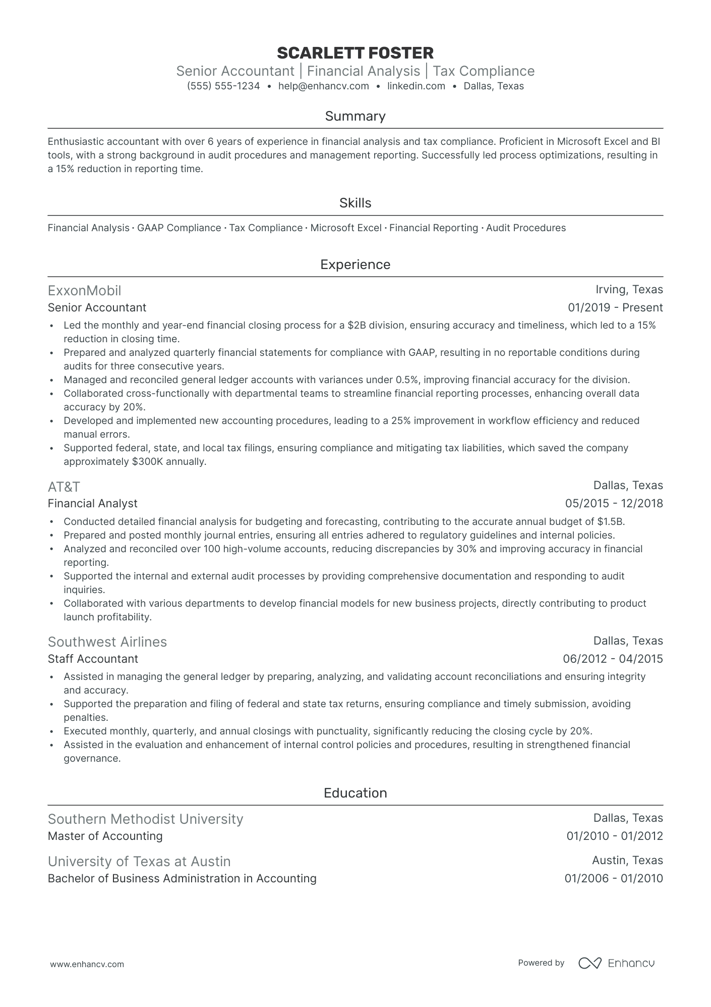 Junior Tax Accountant resume example