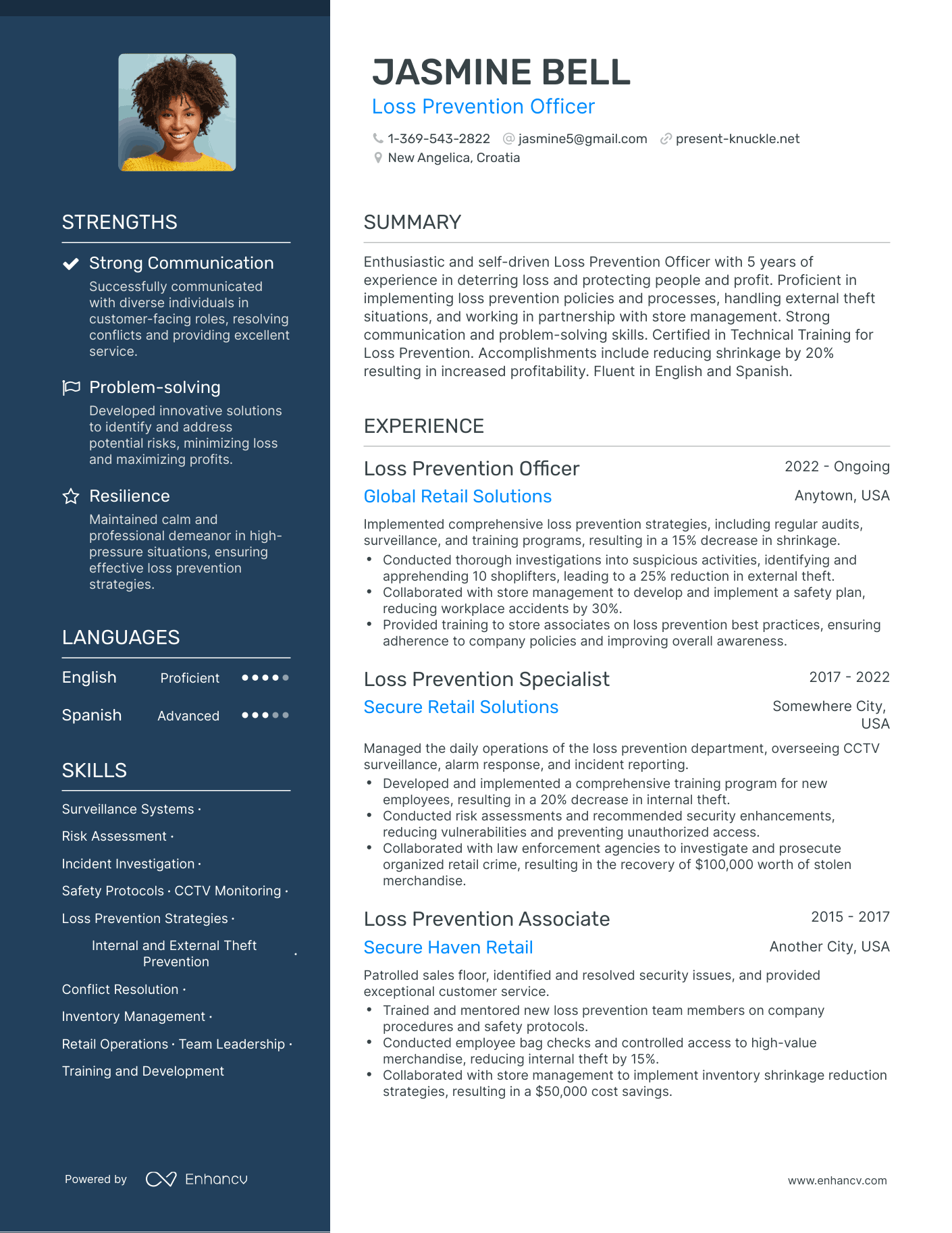 Creative Loss Prevention Officer Resume Example
