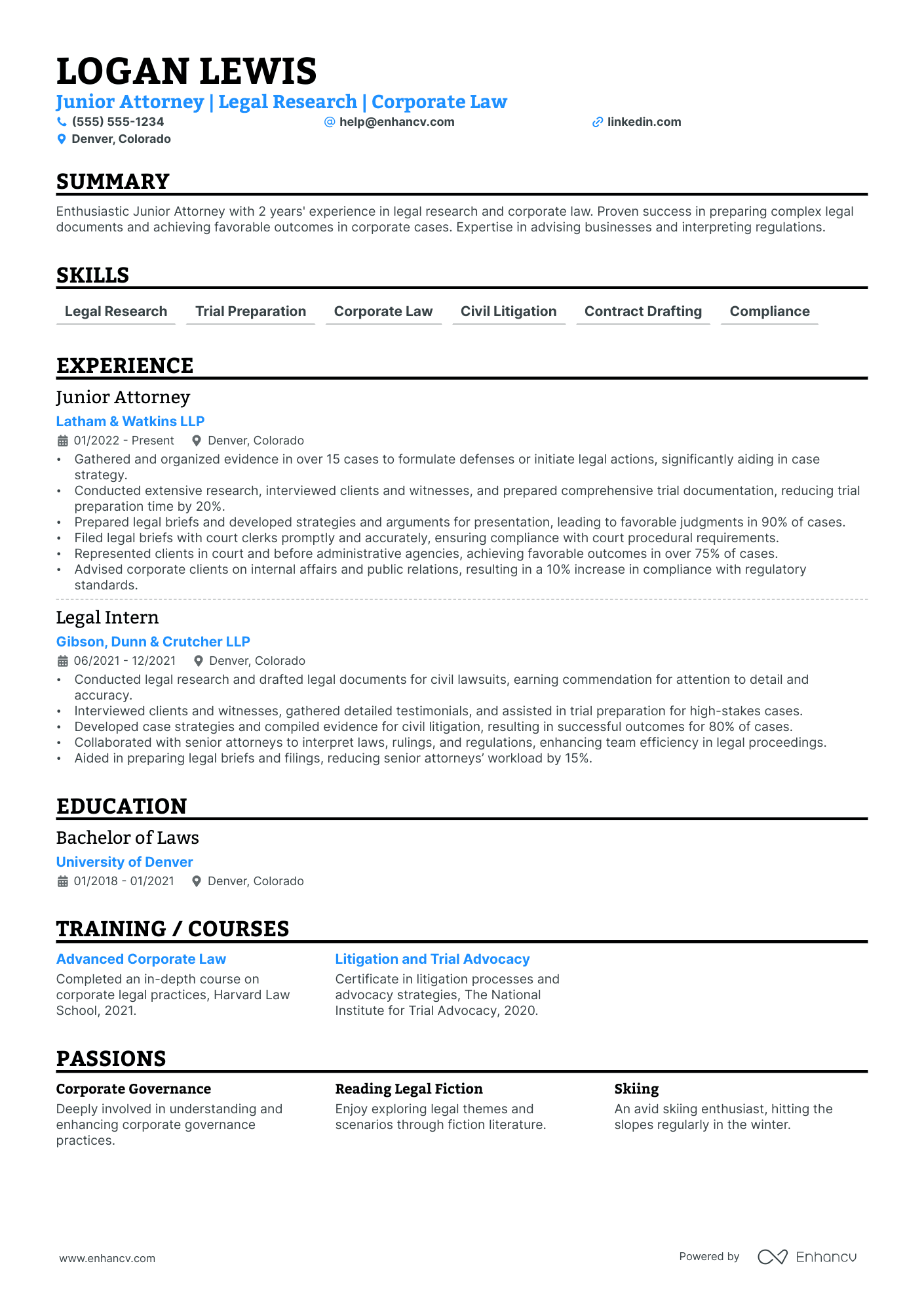 Tax Lawyer resume example