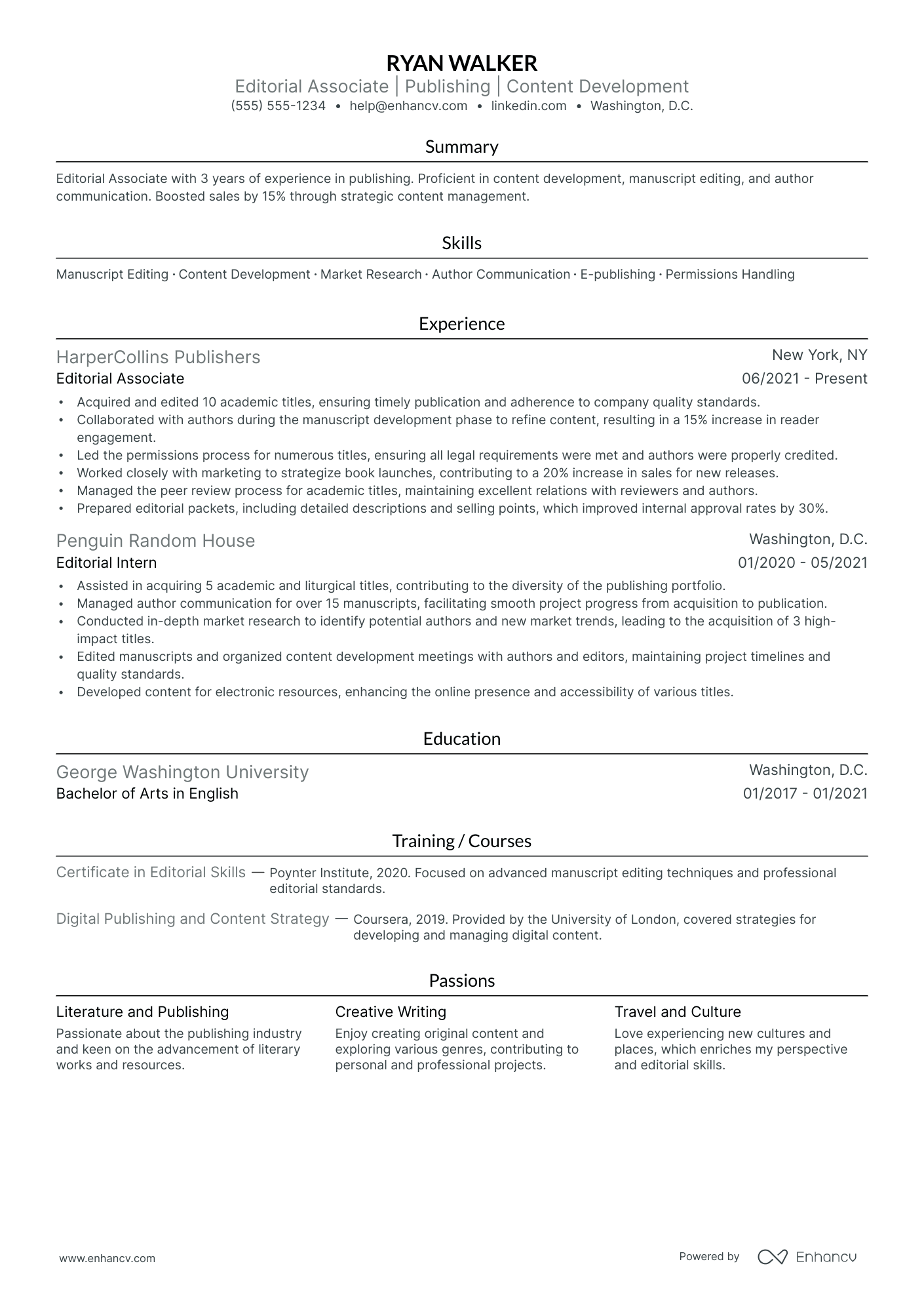 Senior Editor resume example