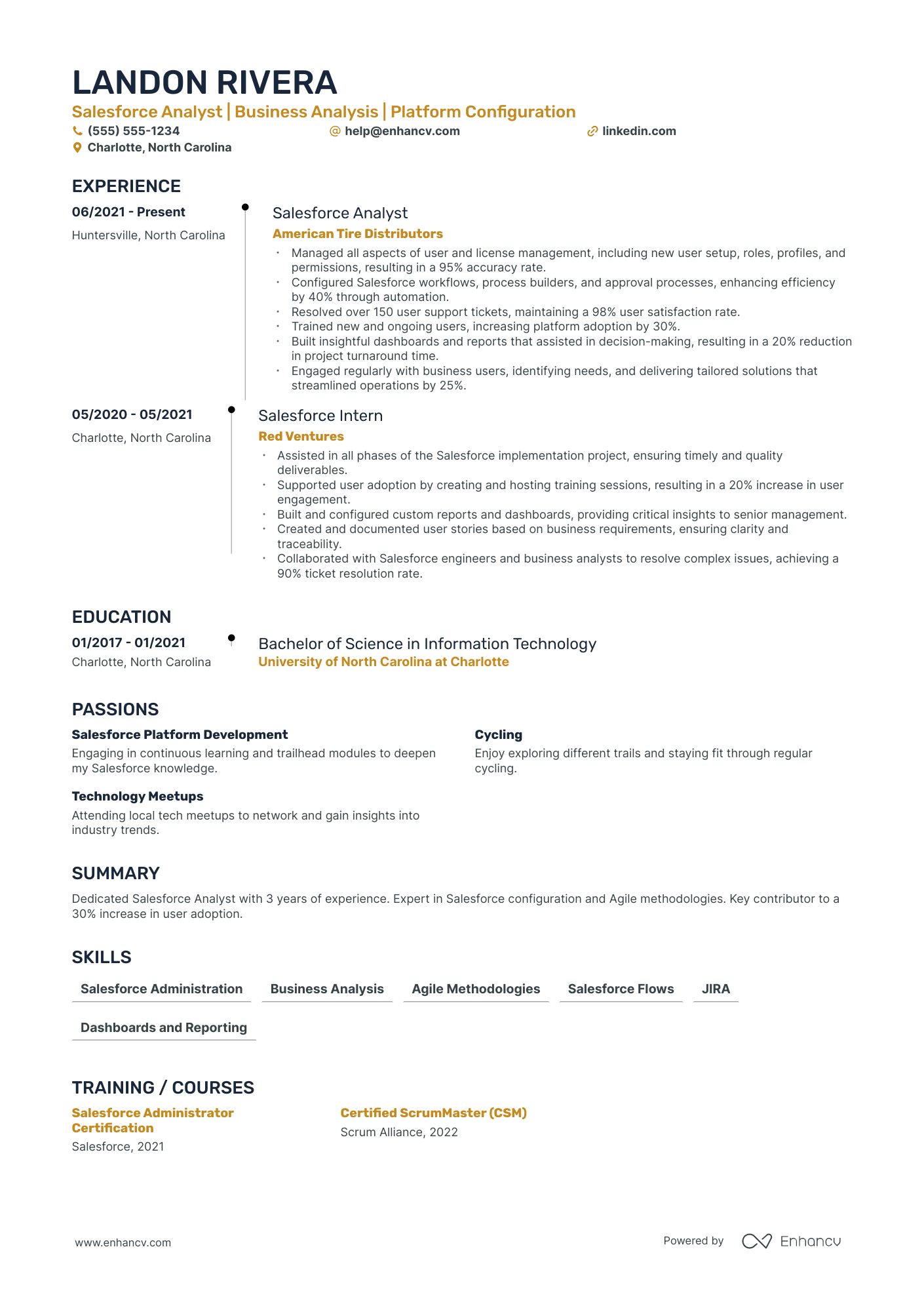 Salesforce Administrator resume example