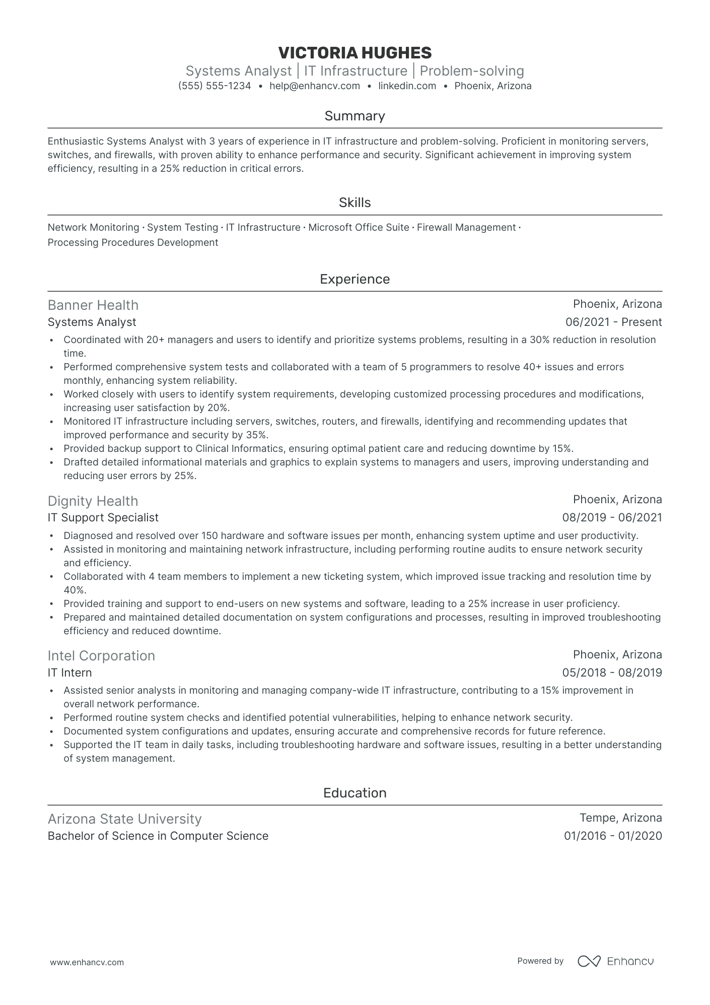 IT Systems Analyst resume example