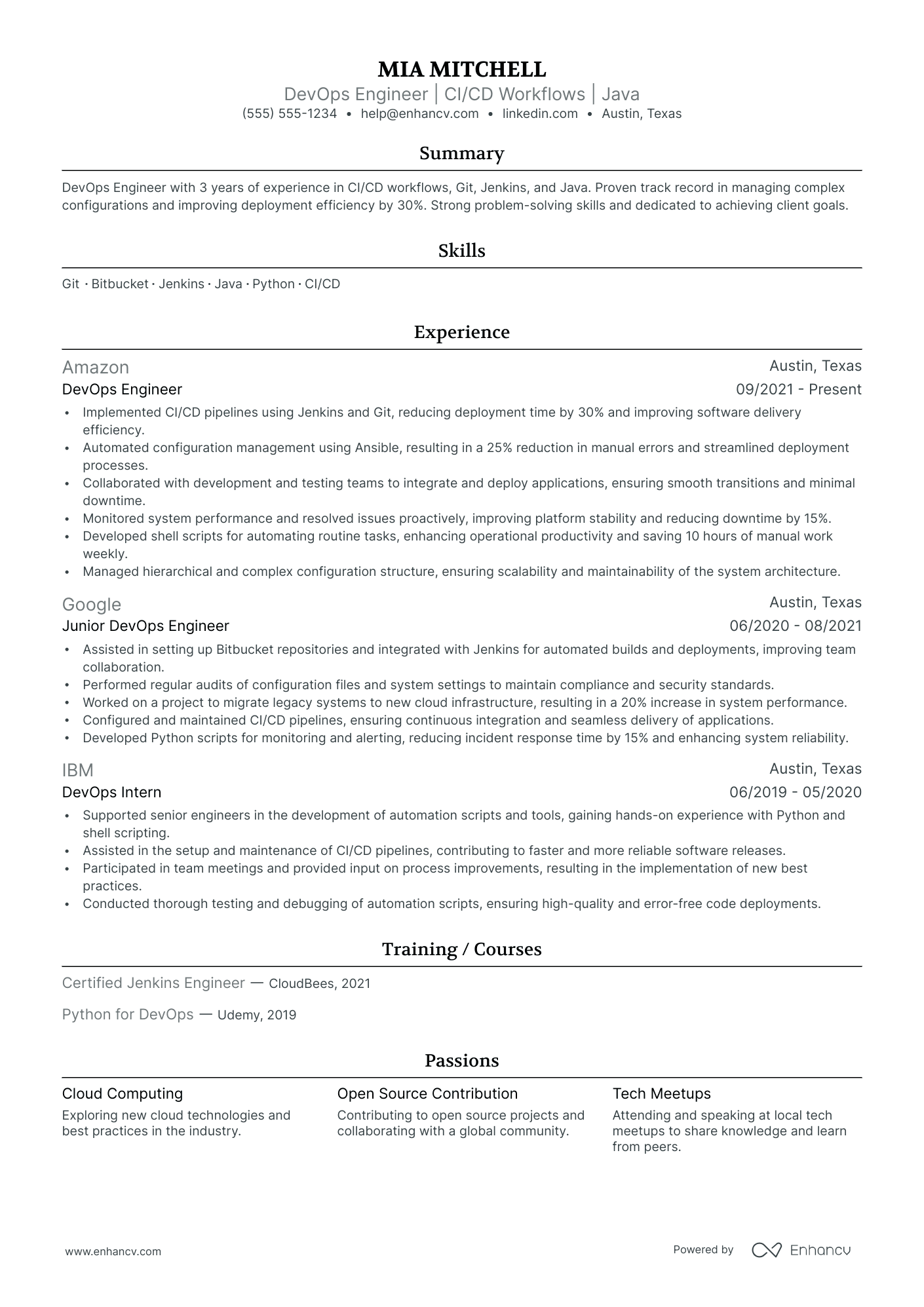 DevOps resume example