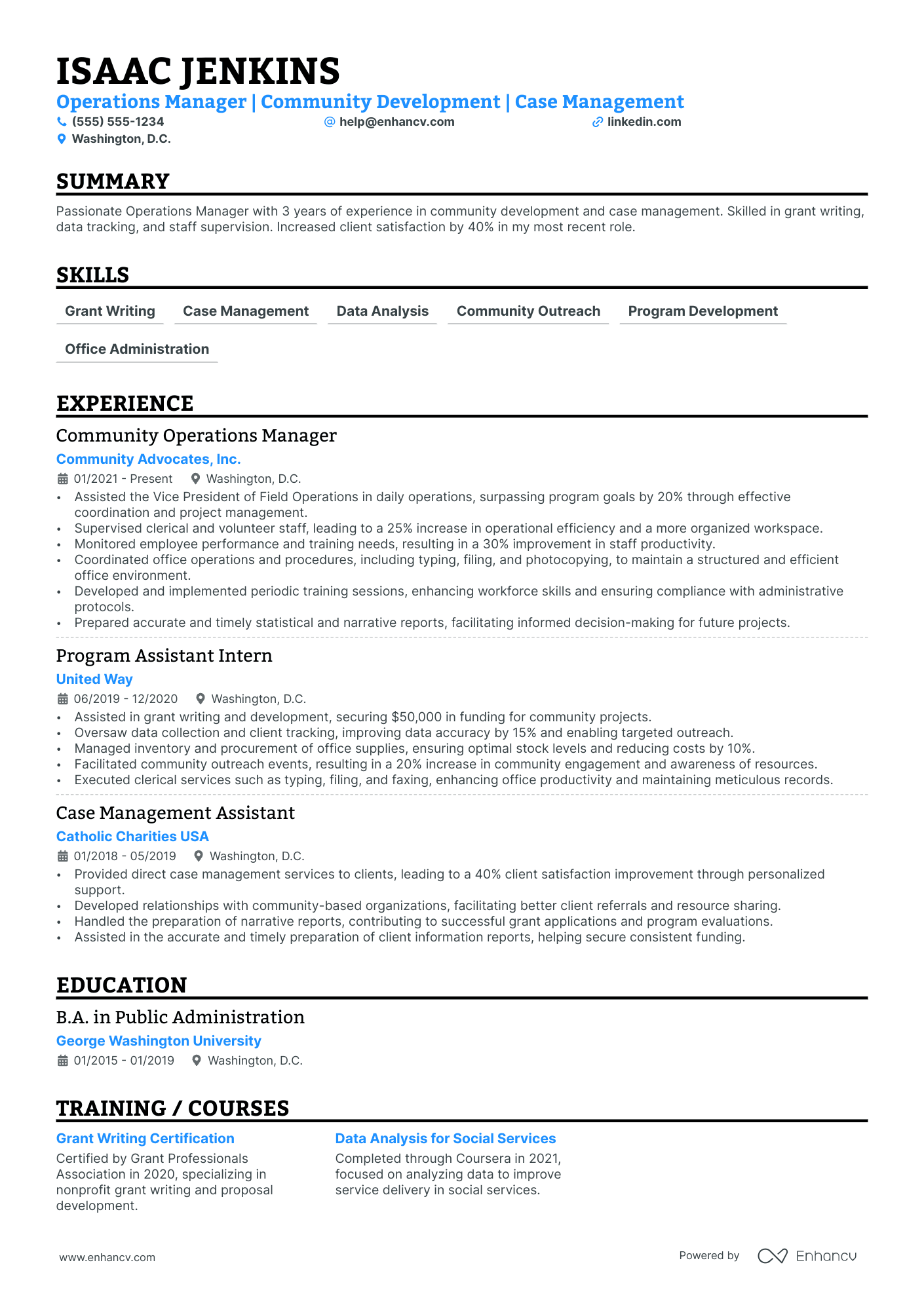 Grants Operations Manager resume example