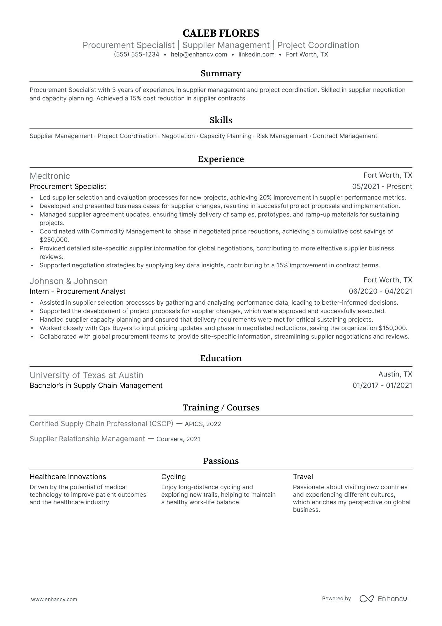 Procurement Project Manager Resume Example Resume Example