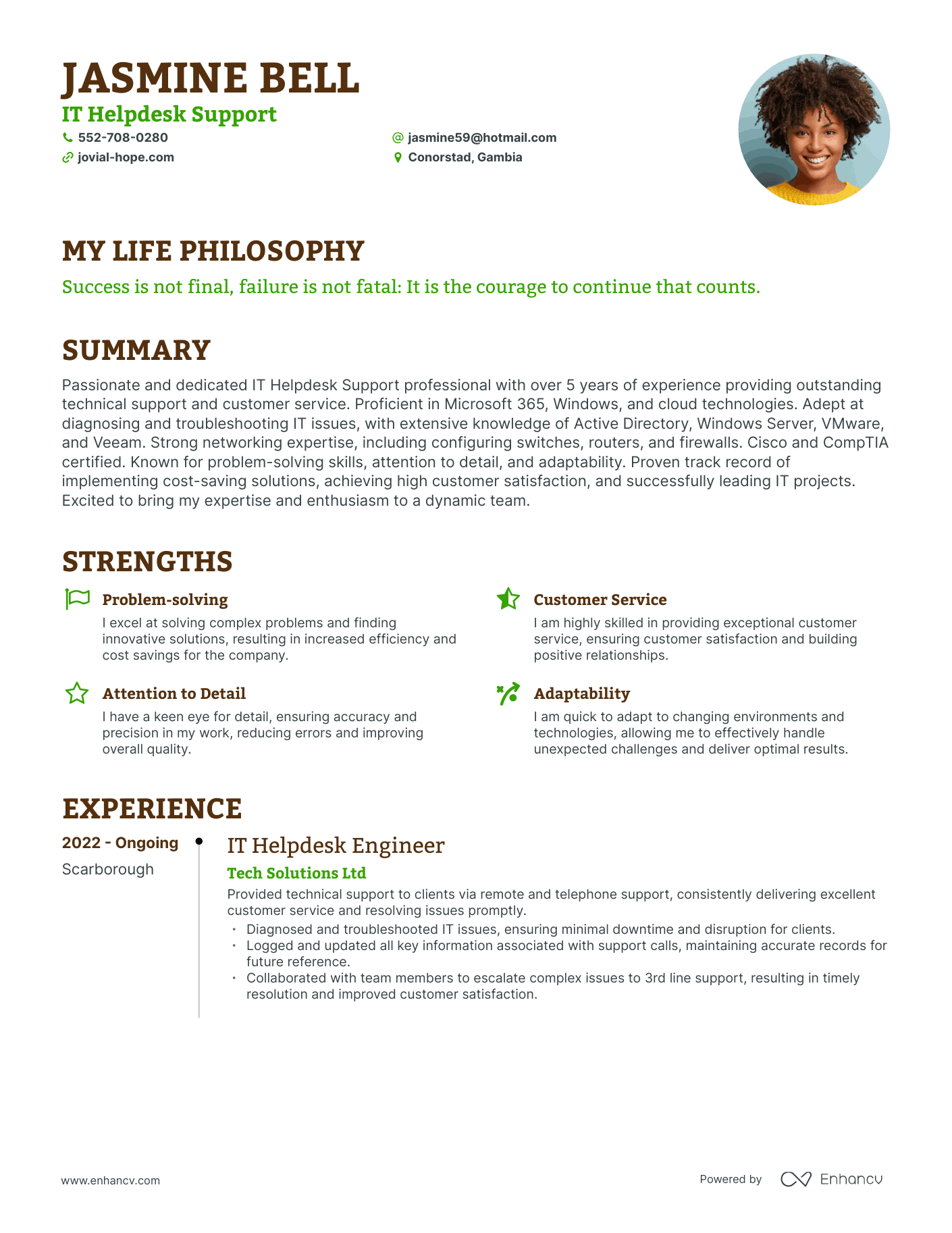 Creative IT Helpdesk Support Resume Example