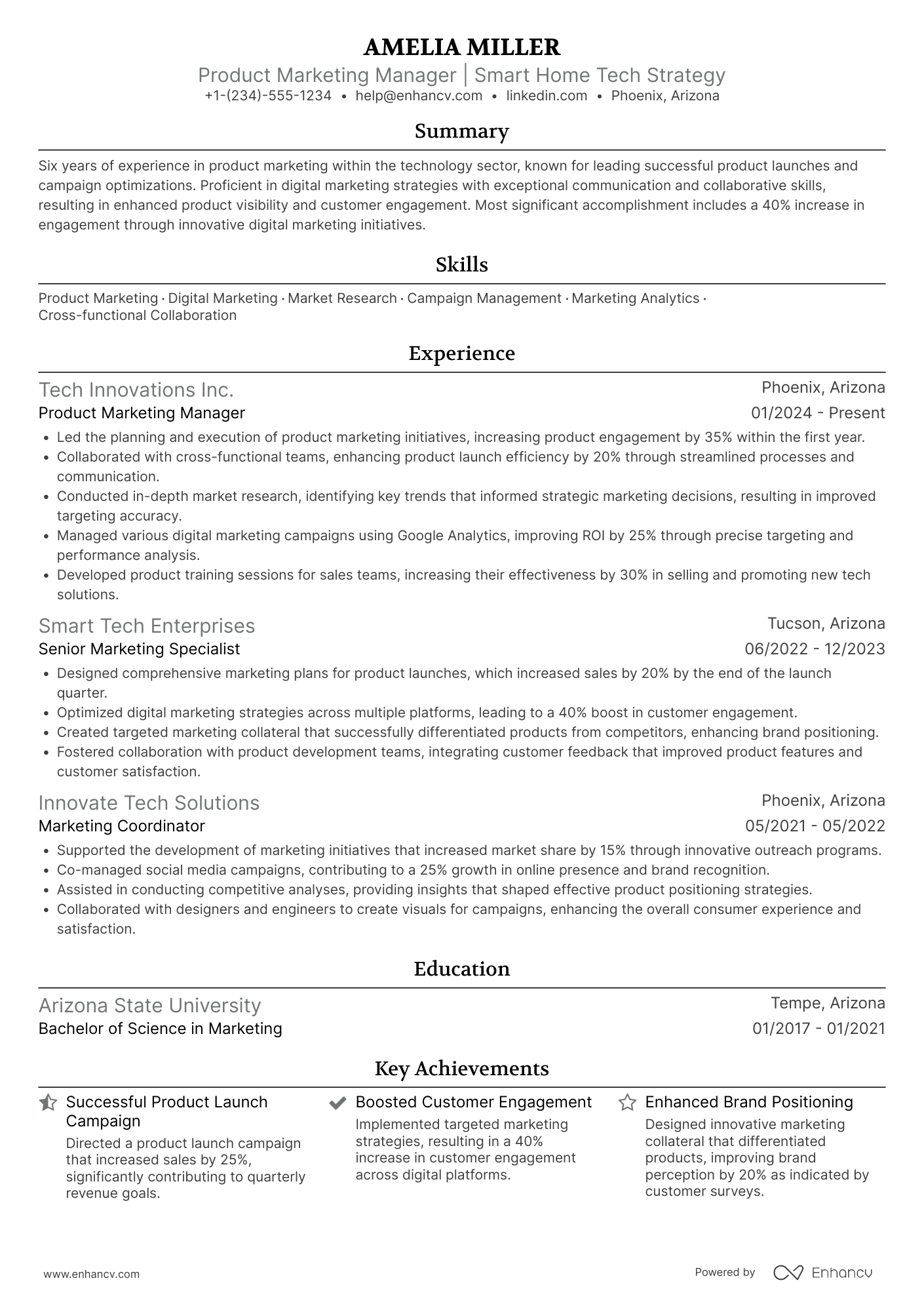 Product Marketing Manager resume example