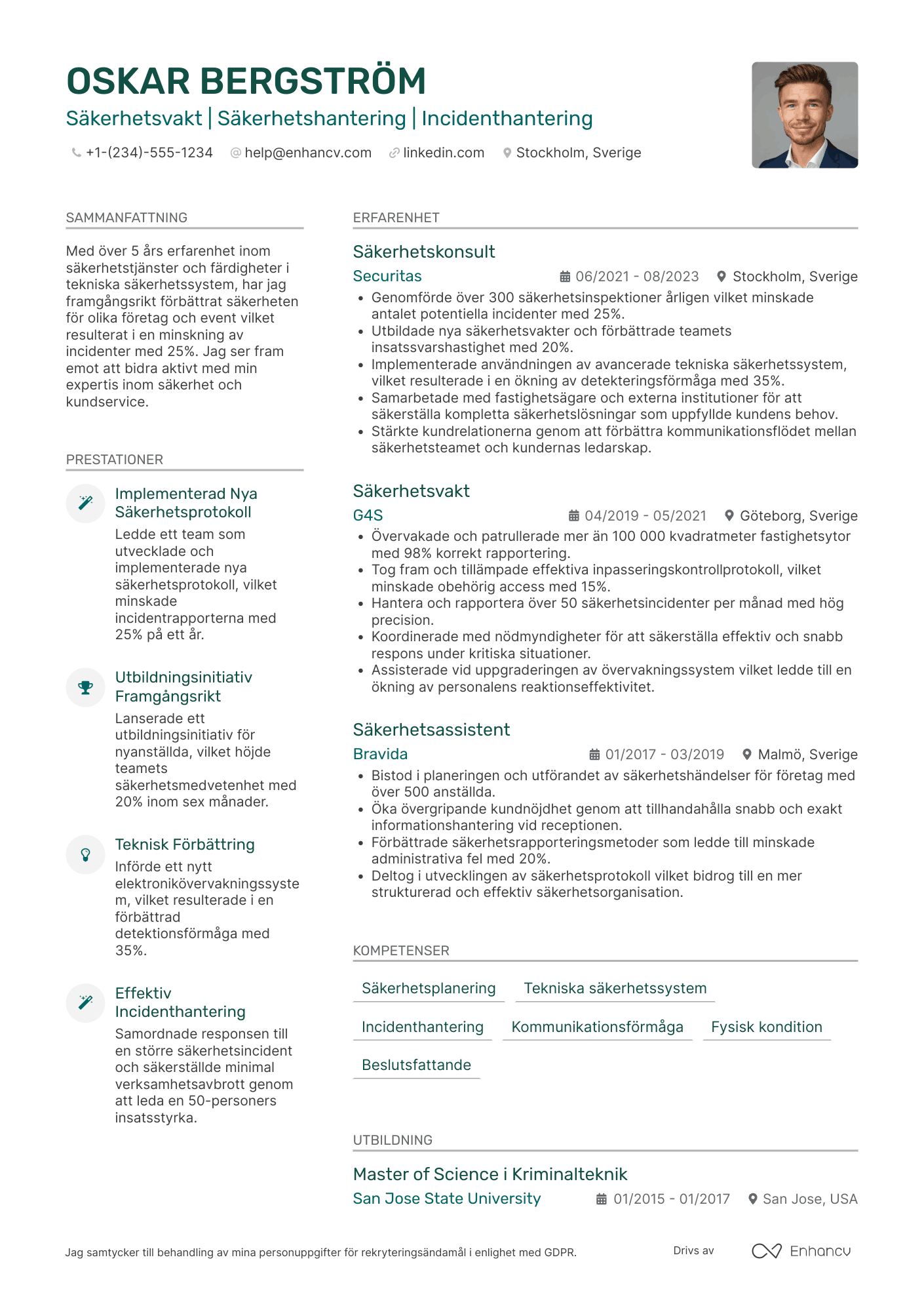 Säkerhetsvakt CV