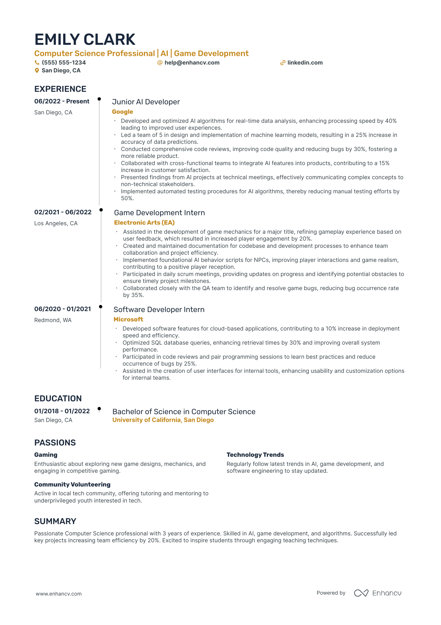 Computer Science Engineer Resume Example Resume Example