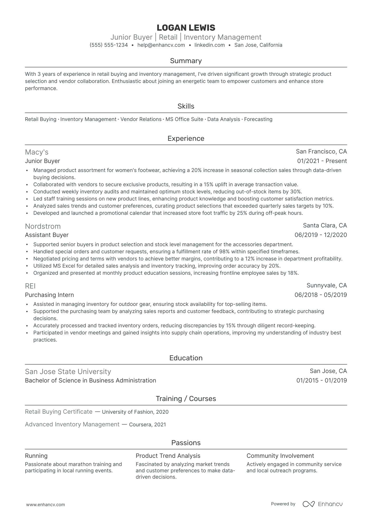 Retail Buyer resume example