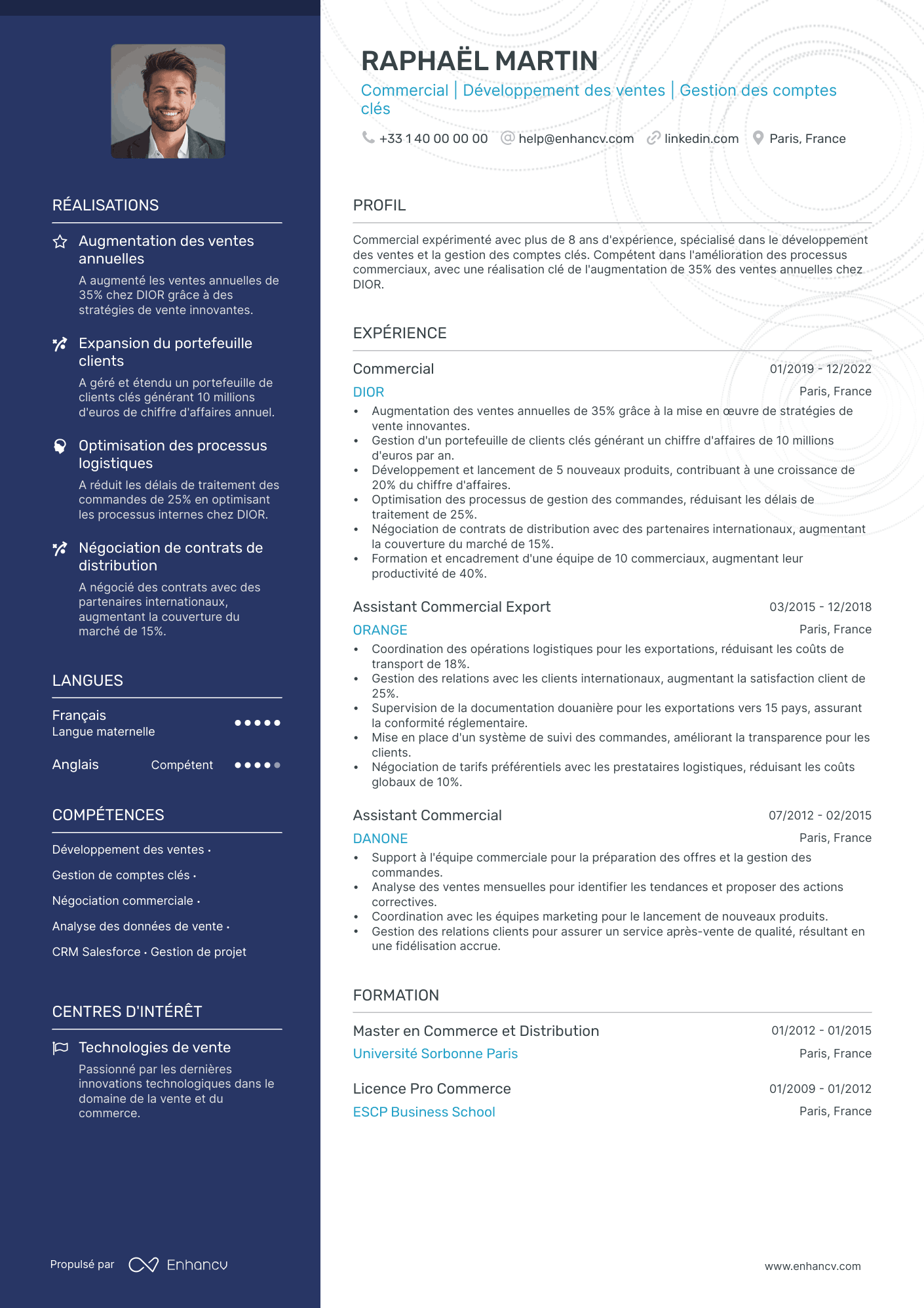 francais resume example