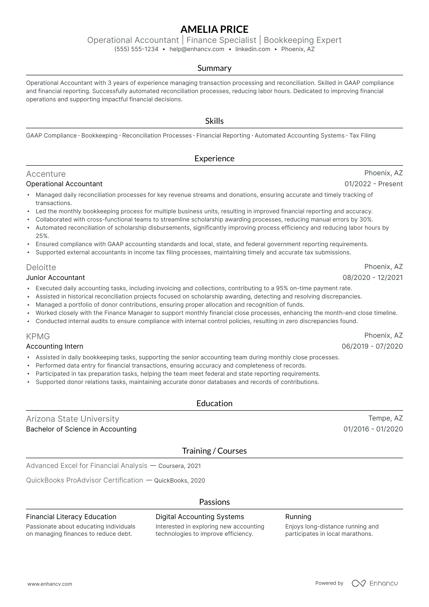 Operational Accountant resume example