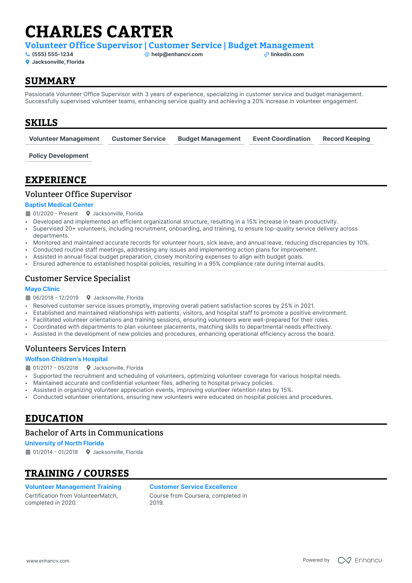 Volunteer Recruitment Officer resume example