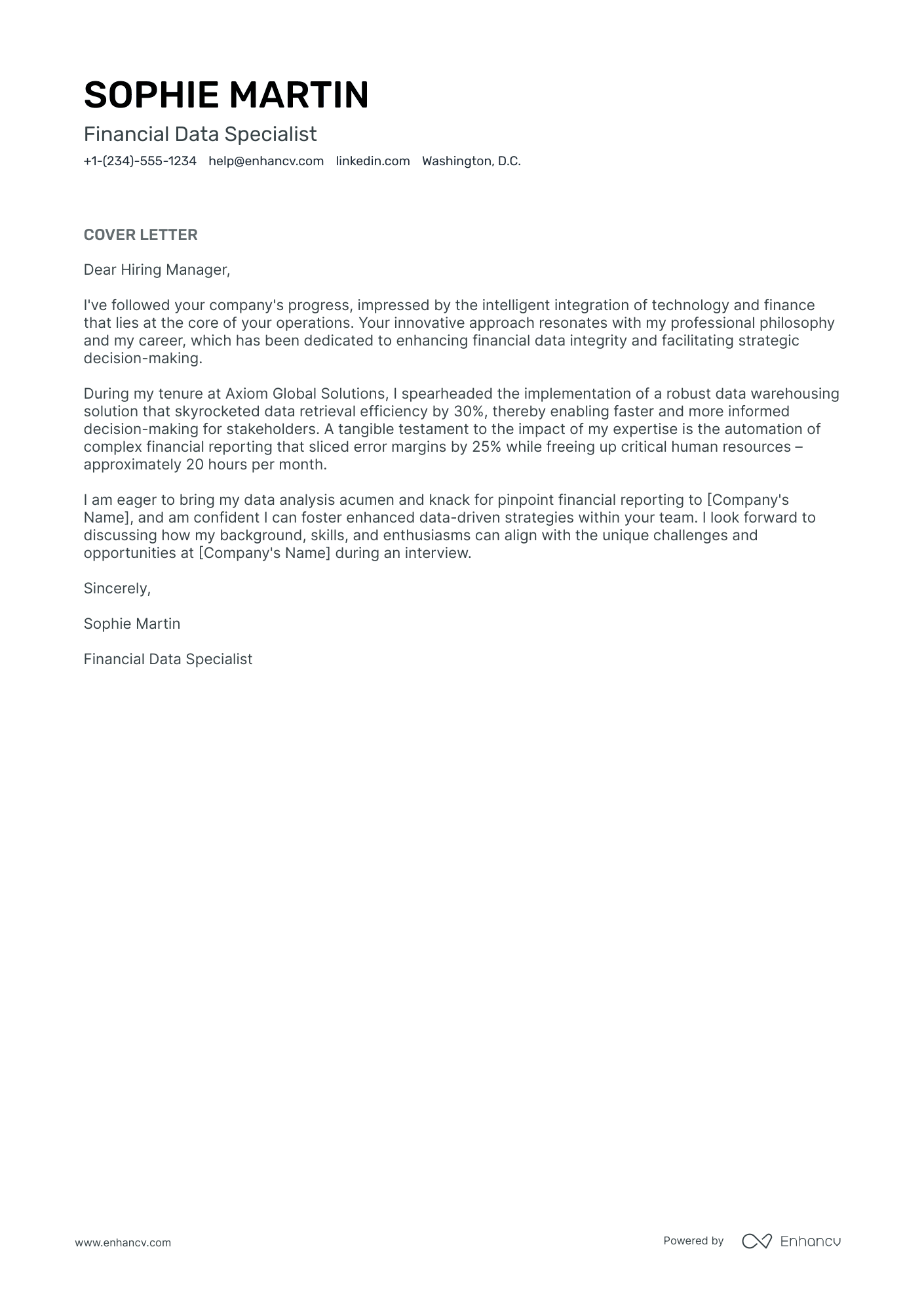Data Specialist cover letter