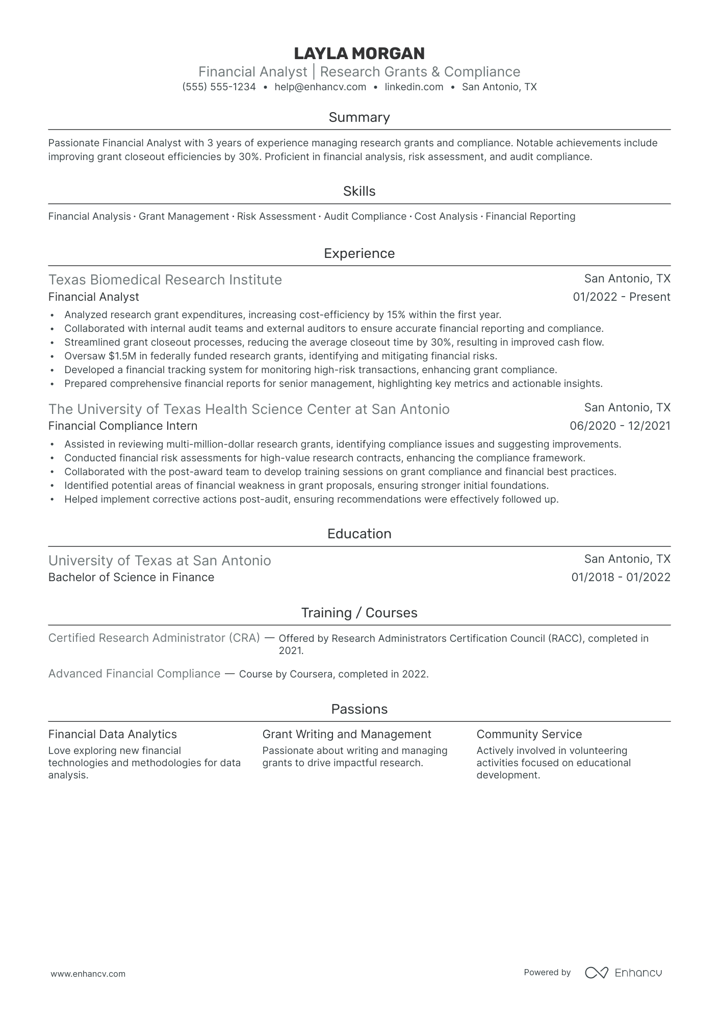 Senior Financial Analyst resume example