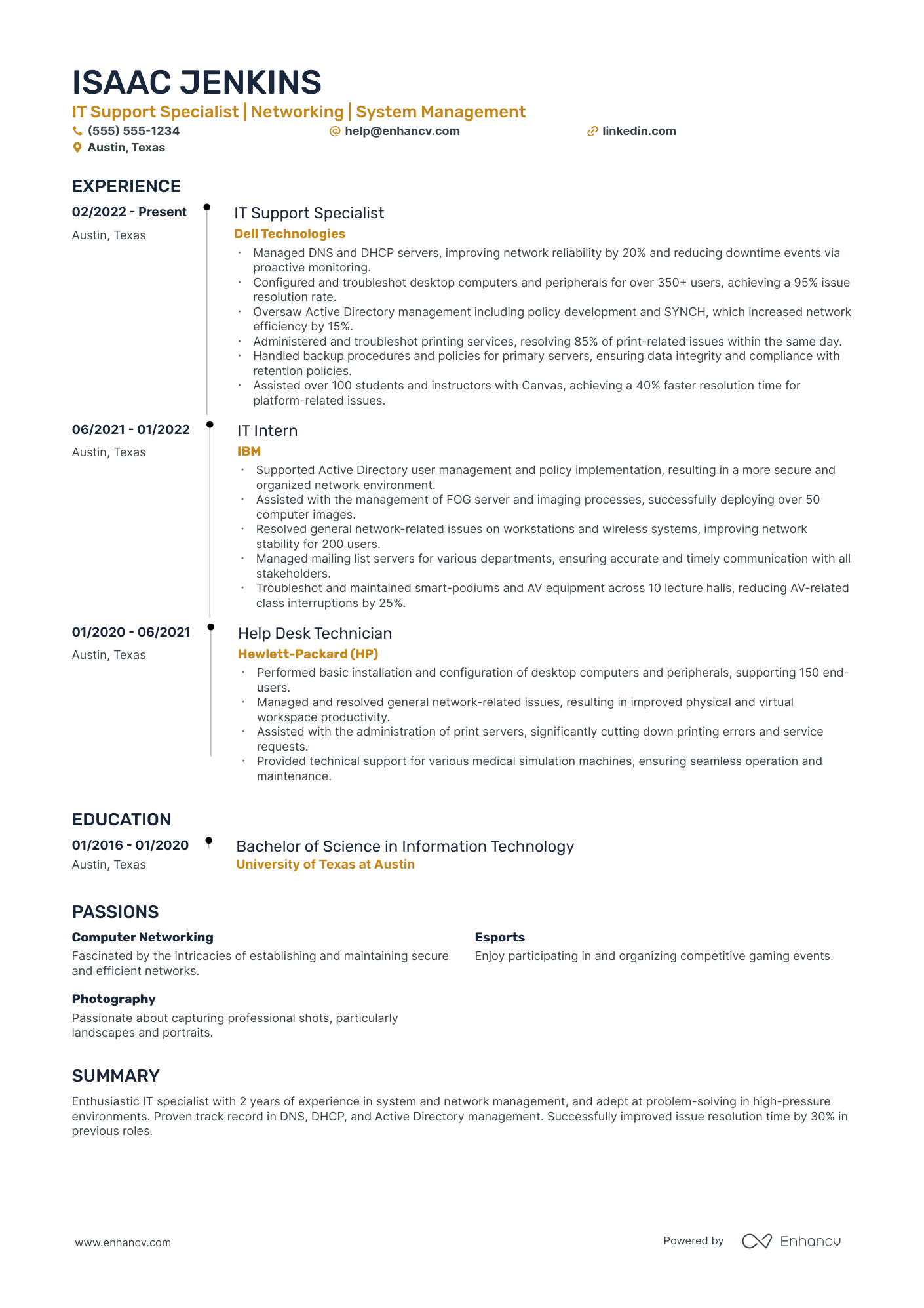 IT System Administrator resume example